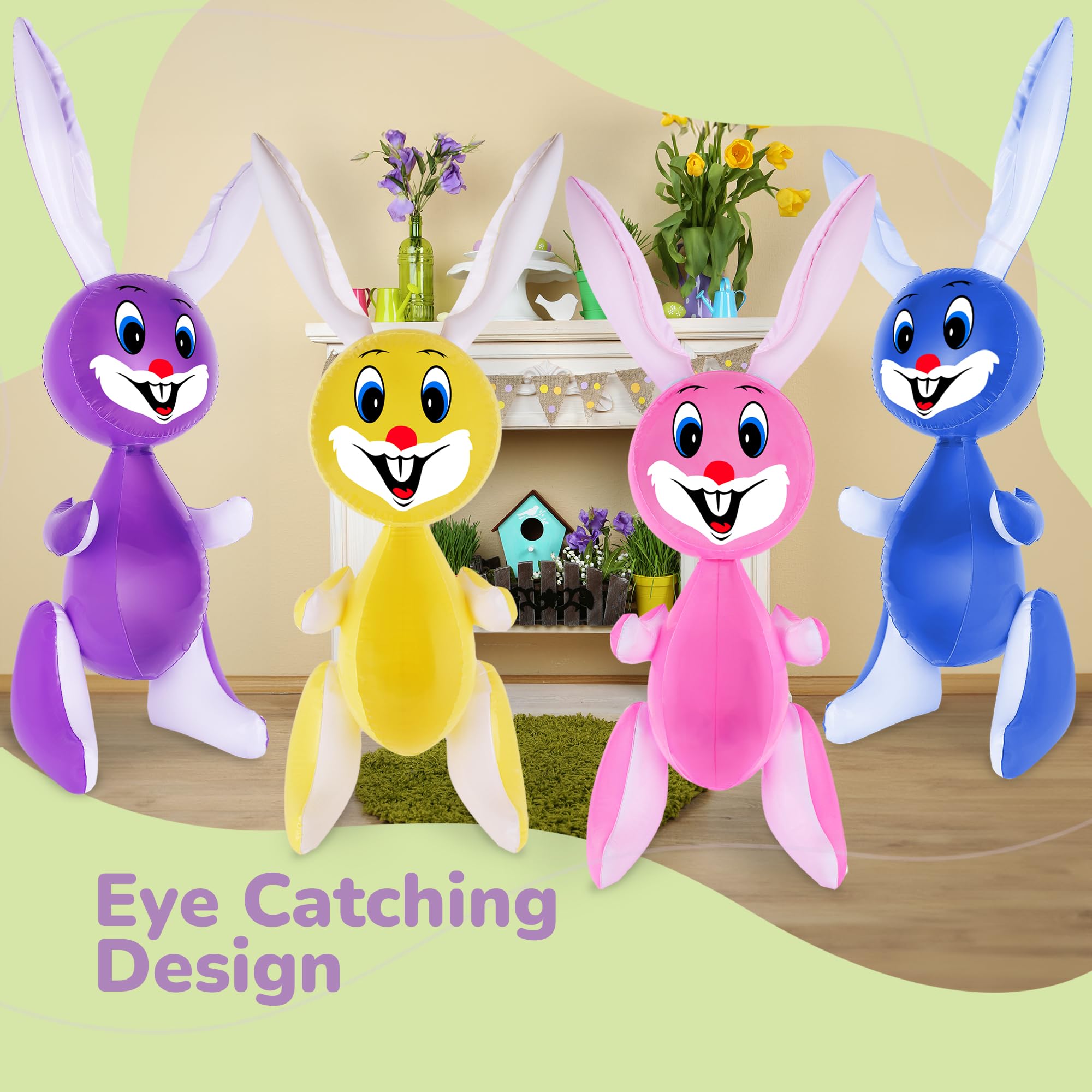 Foto 3 | Set de Conejitos de Pascua Inflables Artcreativity Rabbit de 90 cm 4 Piezas- Venta Internacional