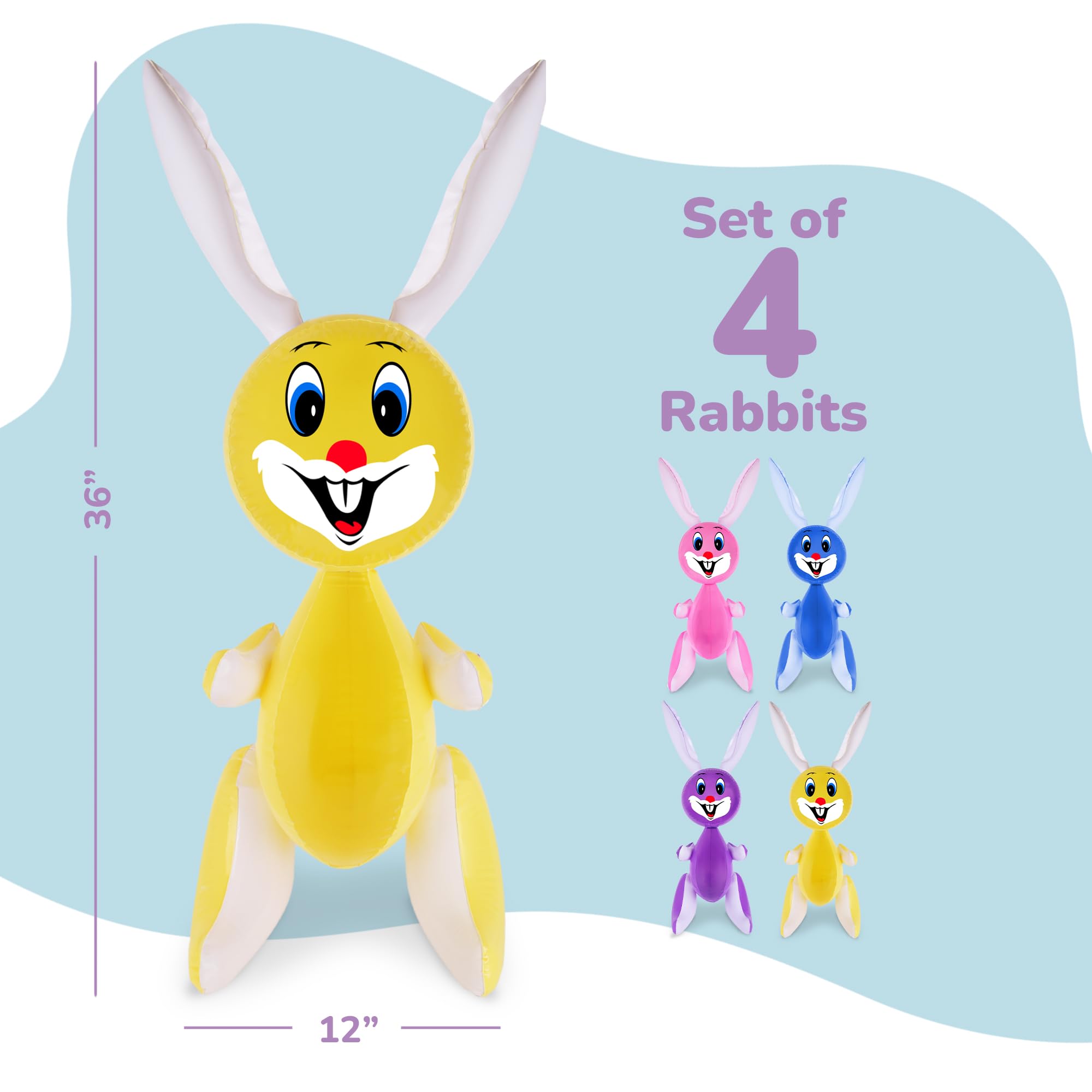 Foto 7 | Set de Conejitos de Pascua Inflables Artcreativity Rabbit de 90 cm 4 Piezas- Venta Internacional