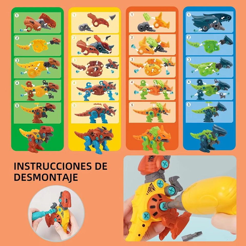 Foto 4 pulgar | 4 Modelos Juguete De Dinosaurio Niño Montaje