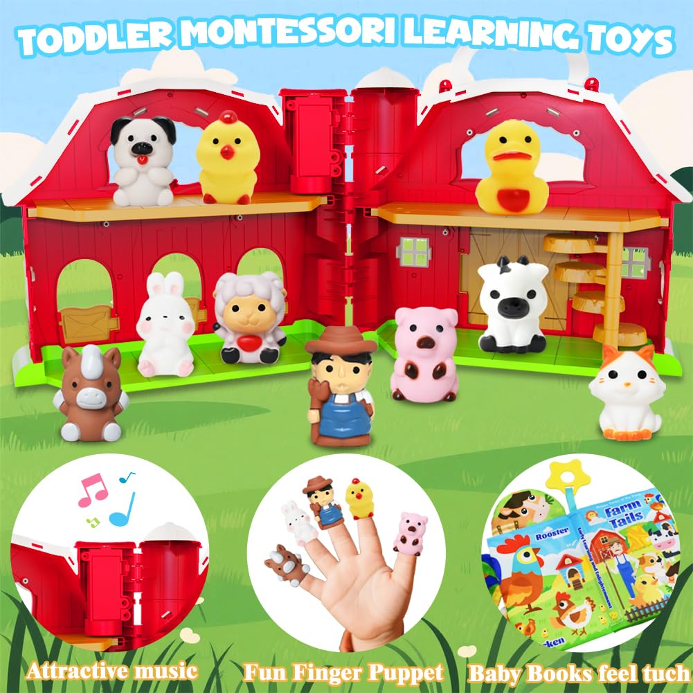 Foto 3 pulgar | Libro Para Bebés Farm Animal Toy Red Barn Con Colas Para Bebés De 1 A 5 Años - Venta Internacional.