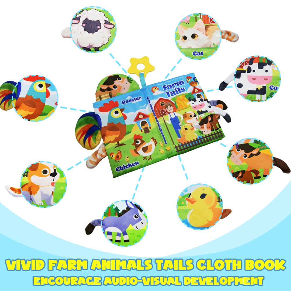 Foto 4 pulgar | Libro Para Bebés Farm Animal Toy Red Barn Con Colas Para Bebés De 1 A 5 Años - Venta Internacional.