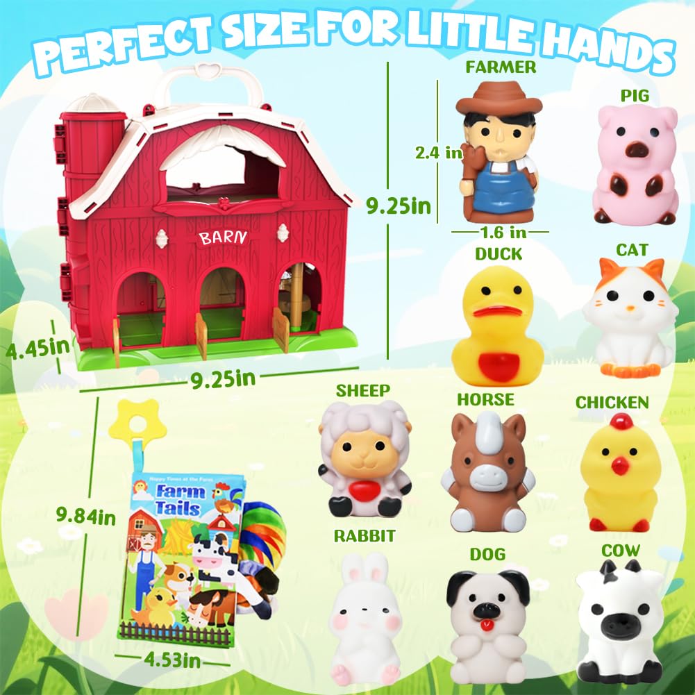 Foto 5 pulgar | Libro Para Bebés Farm Animal Toy Red Barn Con Colas Para Bebés De 1 A 5 Años - Venta Internacional.