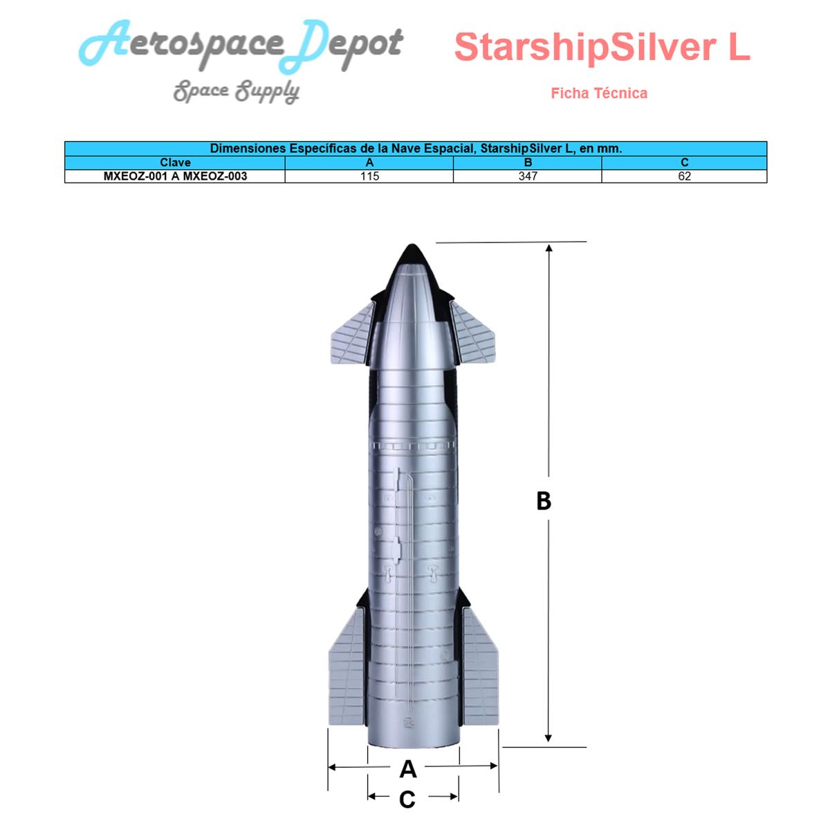 Foto 5 pulgar | Nave Starship  Mxeoz-001  1pza  1:144  Starshipsilver L  11x34xø6 Cm  Plástico  Plata