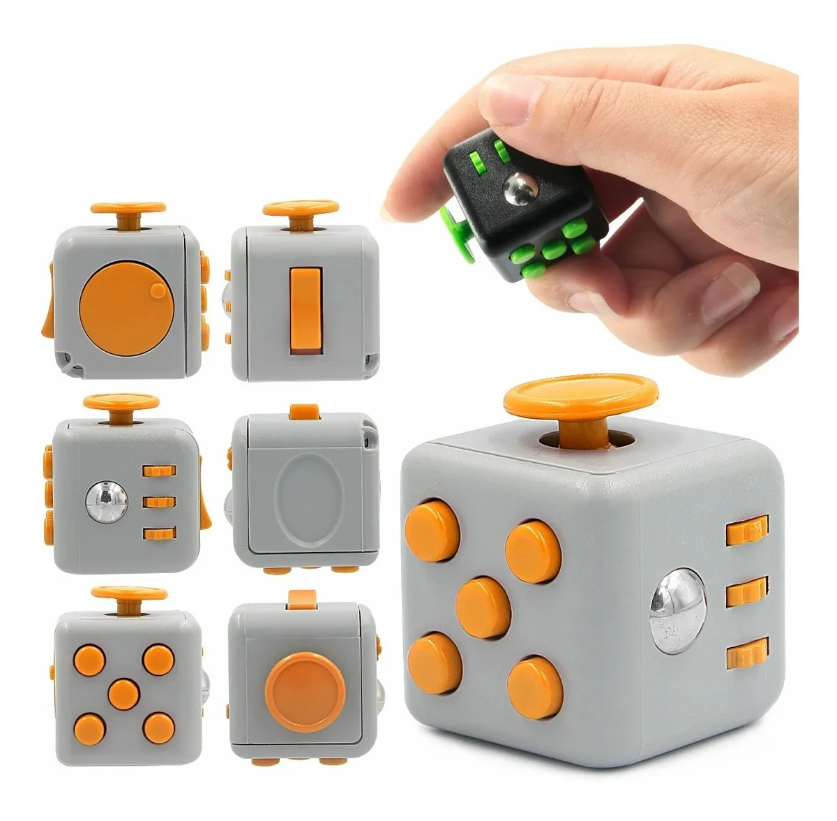 Foto 4 pulgar | Juguete Anti Estrés Fidget Cube Gris Amarillo