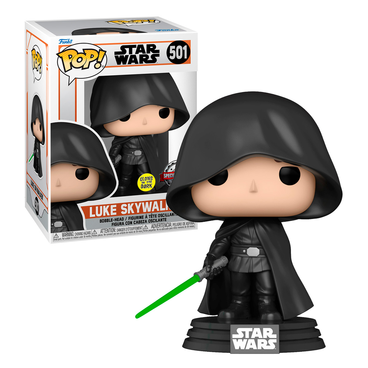 Foto 2 pulgar | Figura Funko Pop Luke Skywalker 501 Star Wars Mandalorian Glow