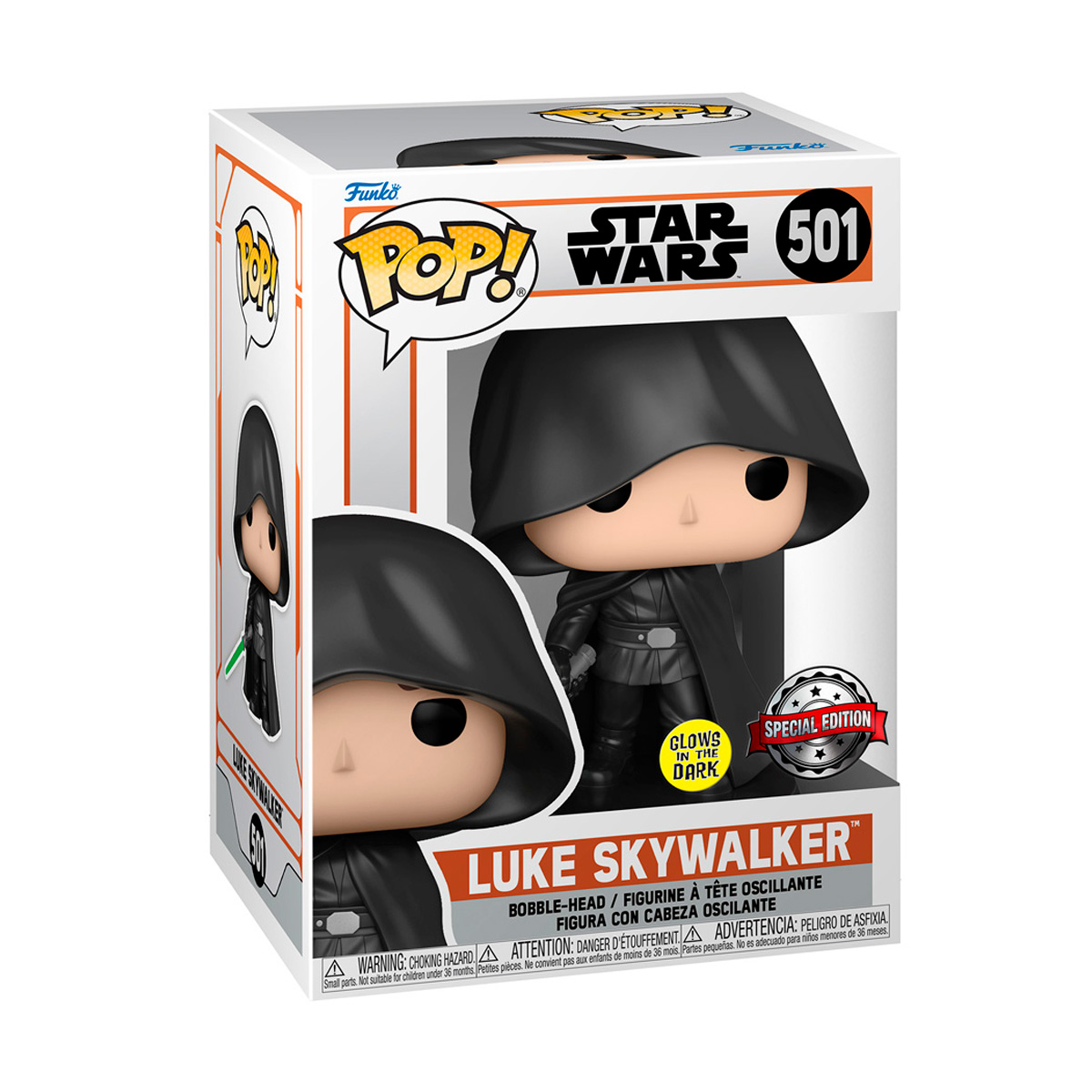 Foto 4 pulgar | Figura Funko Pop Luke Skywalker 501 Star Wars Mandalorian Glow