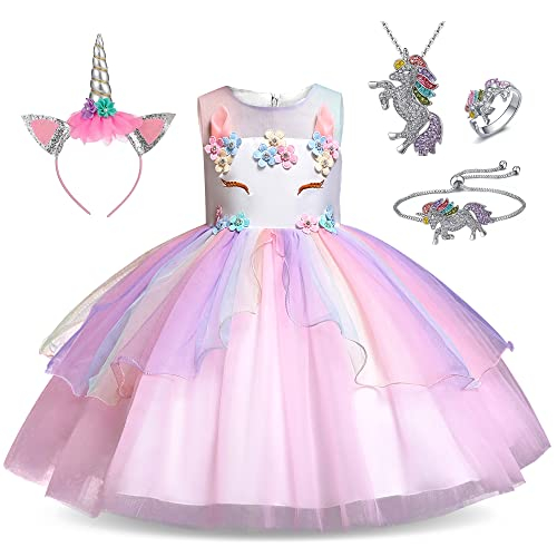 Venta Internacional-  Disfraz De Princesa De Unicornio Para Niñas Pequeñas, Disfraz, Joyería Y Diadema