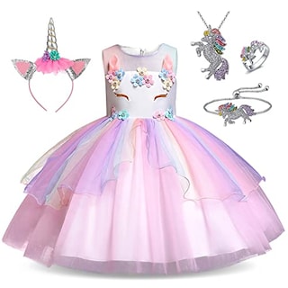 Foto 1 | Venta Internacional- Disfraz De Princesa De Unicornio Para Niñas Pequeñas, Disfraz, Joyería Y Diadema