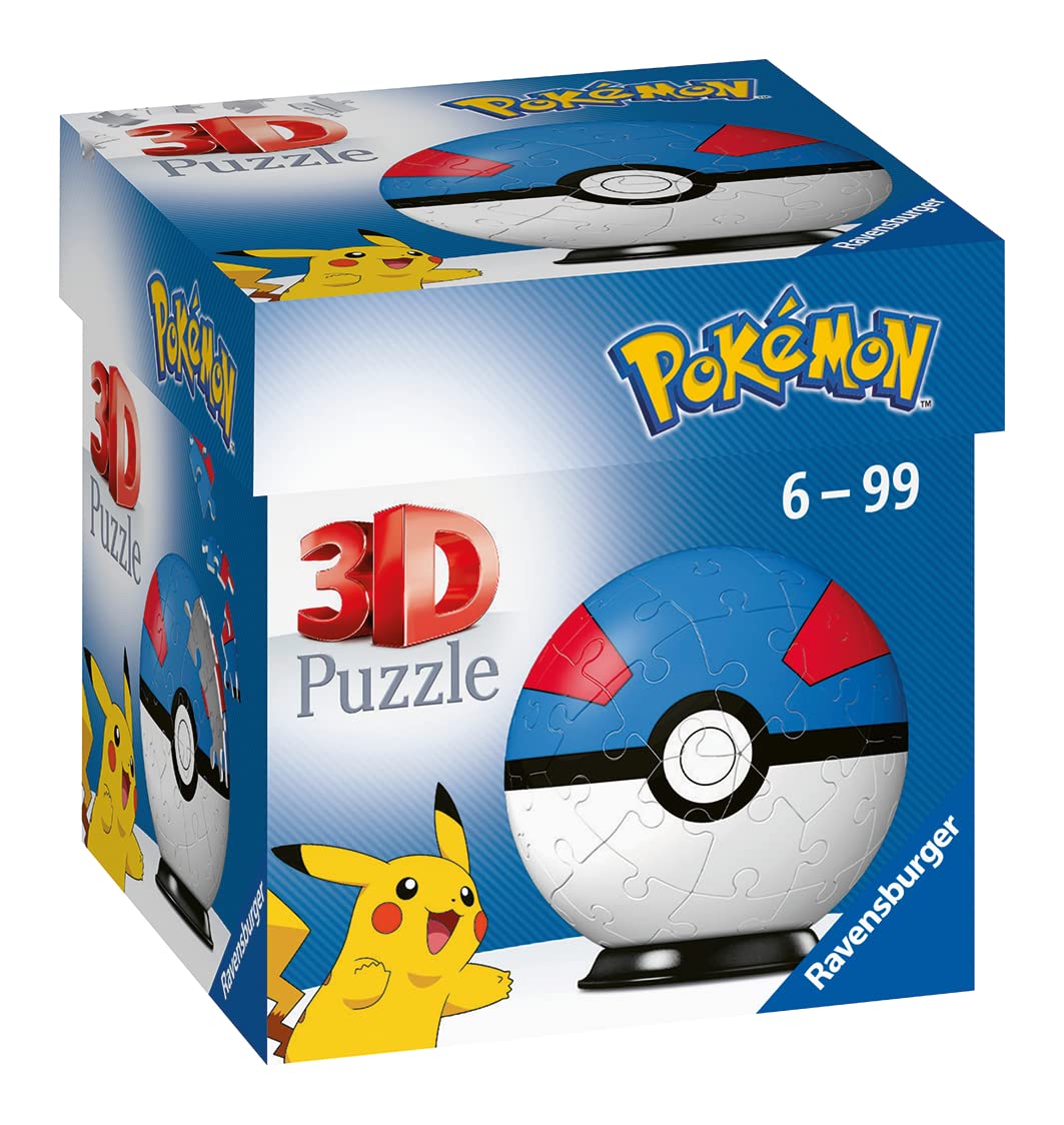 Foto 2 pulgar | Rompecabezas 3D Ravesburger Pokémon Superball Azul 54 Piezas - Venta Internacional