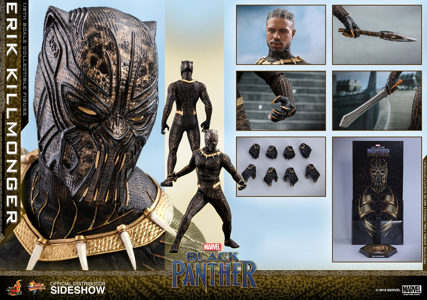 Foto 3 pulgar | Killmonger 1/6 Hot Toys Black Panther