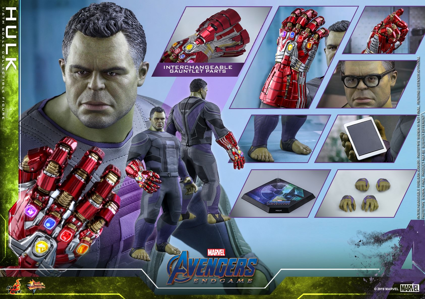 Foto 3 pulgar | Hulk 1/6 Hot Toys Endgame