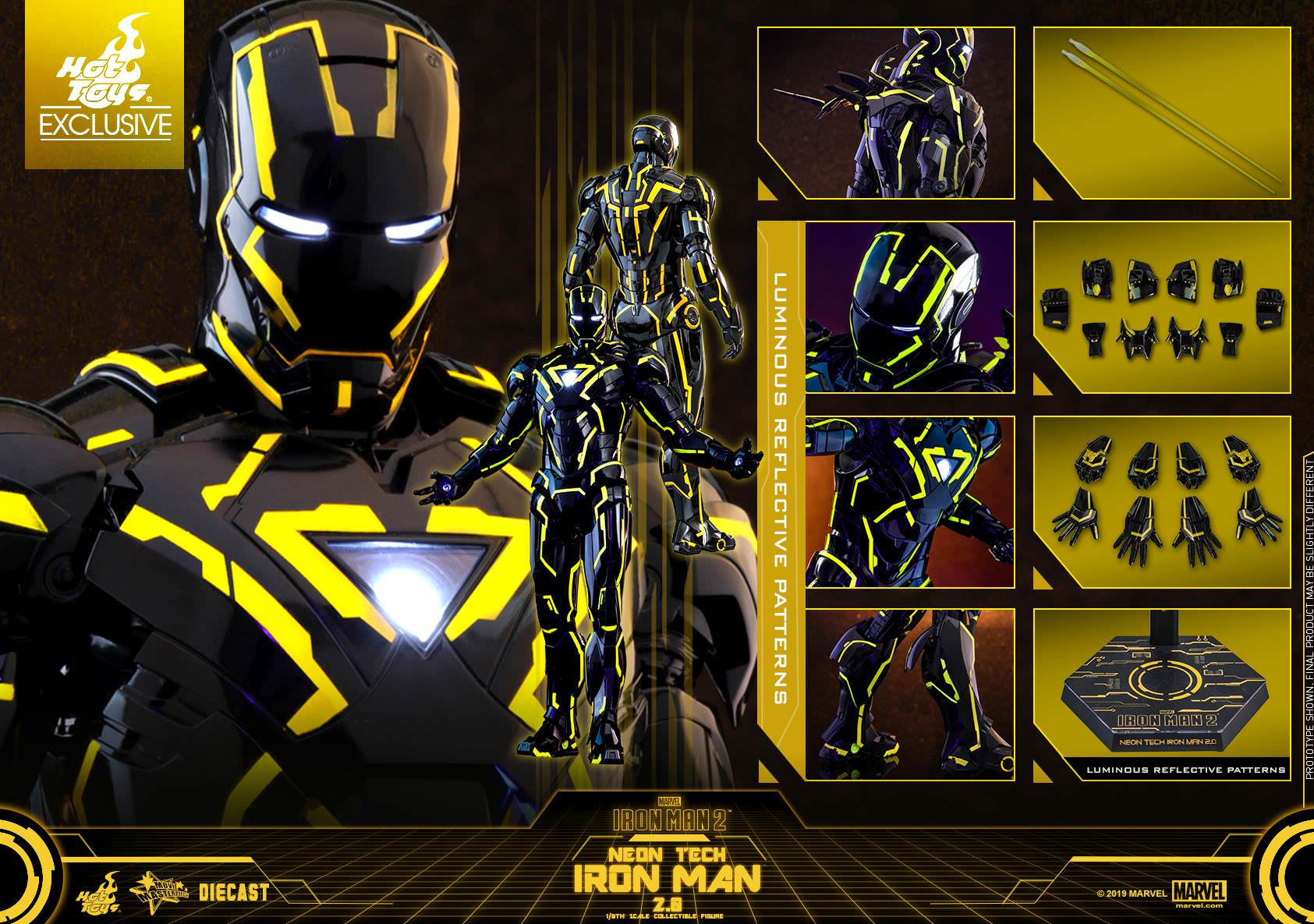 Foto 3 pulgar | Iron Man Neon Tech 2.0 Exclusive 1/6 Hot Toys Marvel