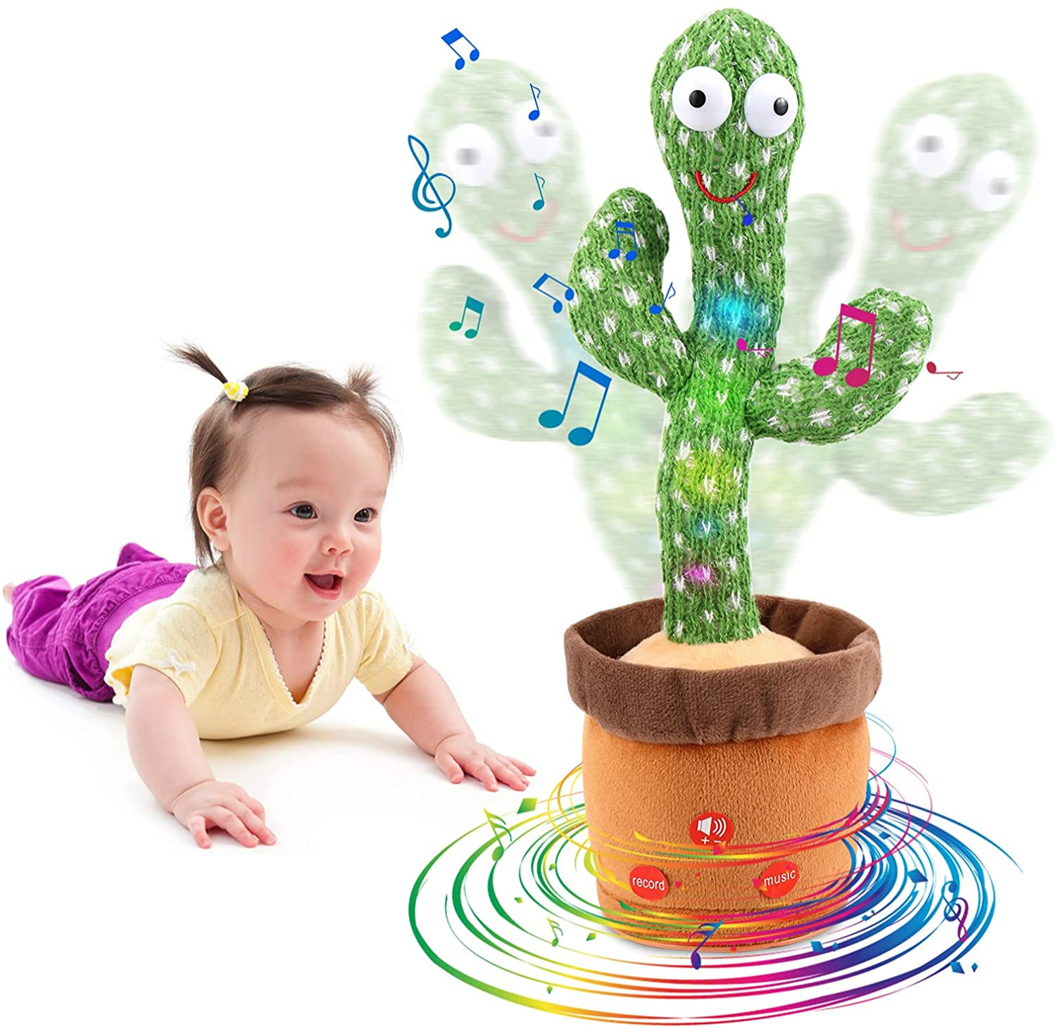 Venta Internacional- Cactus Bailarin, Juguete Con Volumen Ajustable, Repite Lo Que Dices E Incluye 120 Canciones En I