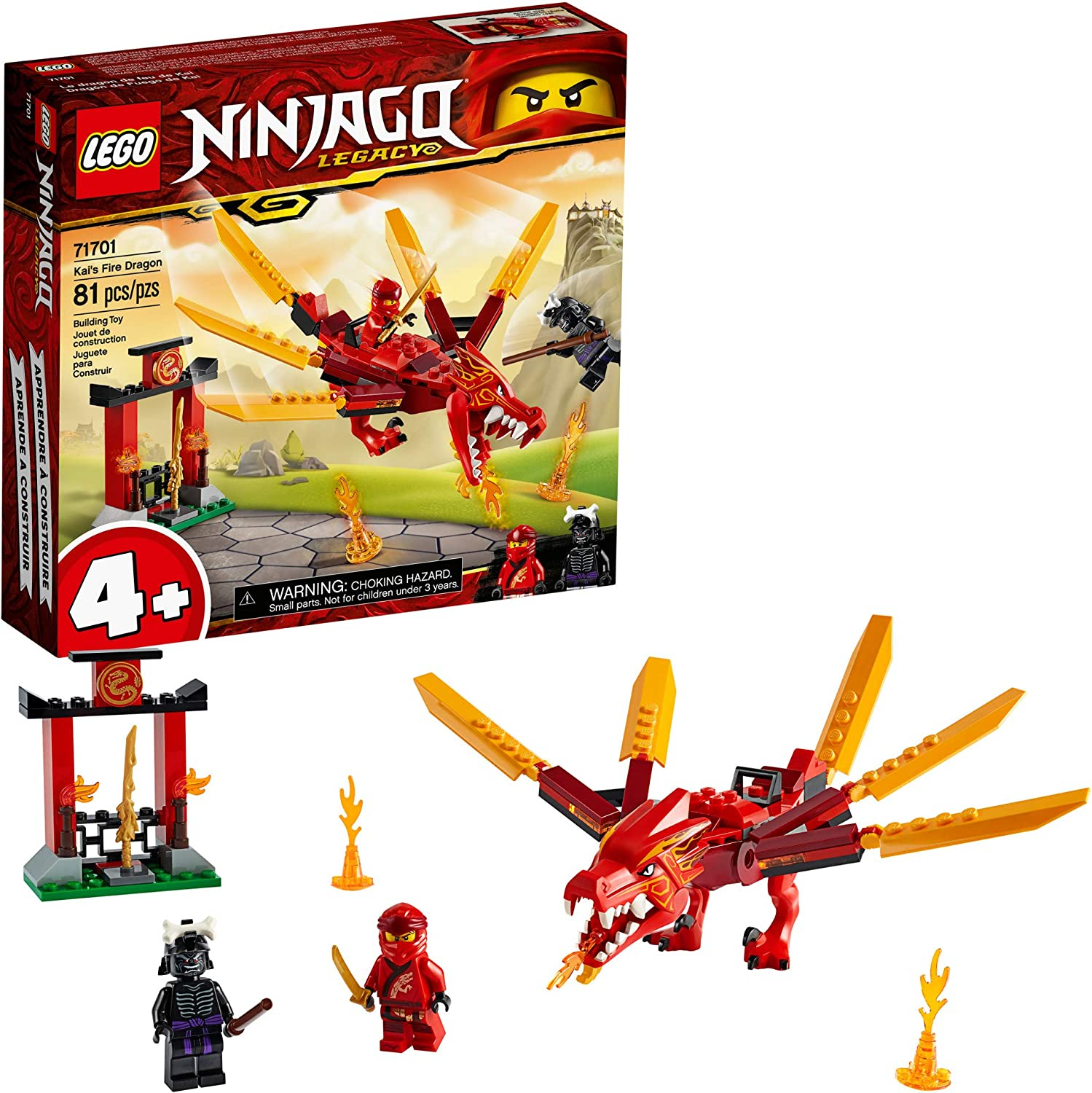 Venta Internacional - Lego Ninjago Legacy Kai’s Fire Dragon 71701 Dragon Toy Figurs Kit Building, Nuevo 2020 (81 Pieza