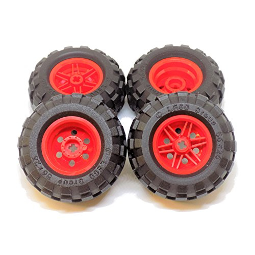 Venta Internacional - Piezas Y Piezas Lego: Llanta Roja Grande, Paquete De Llantas Negras - 8 Piezas