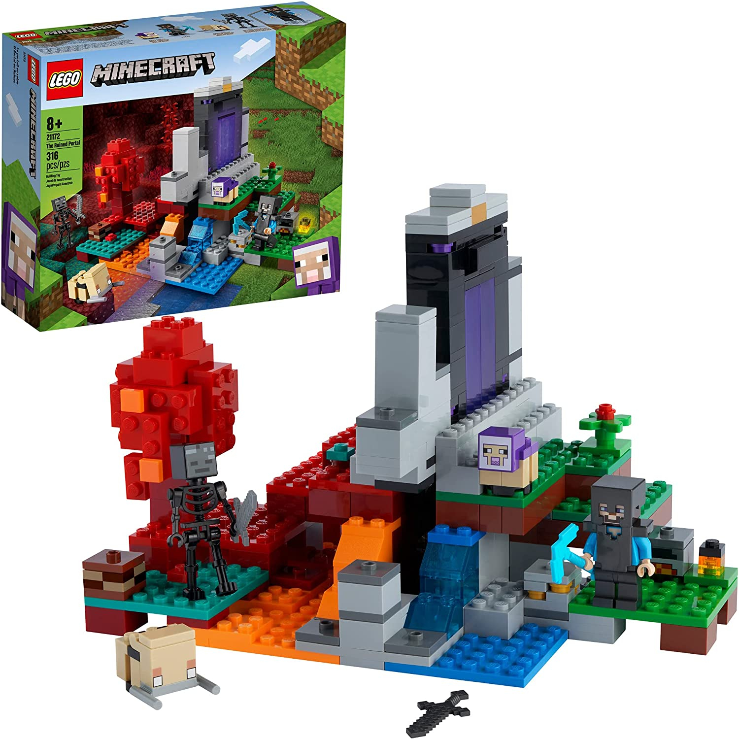 Venta Internacional - Lego Minecraft El Portal En Ruinas 21172 Kit De Construcción, Juguete De Minecraft