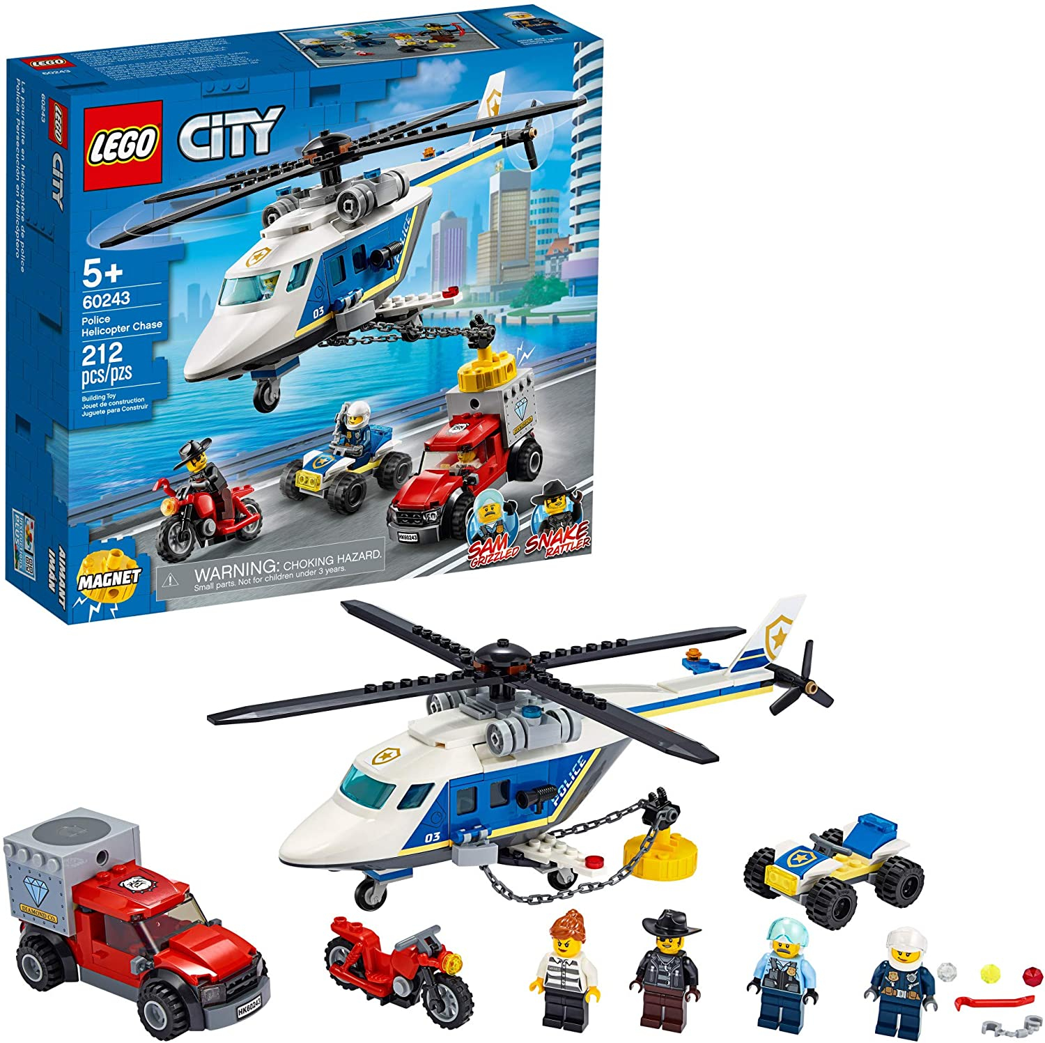 Venta Internacional - Lego City Policy Helicopter Chase 60243 Playset Policial, Lego Set De Contruccion Para Niños