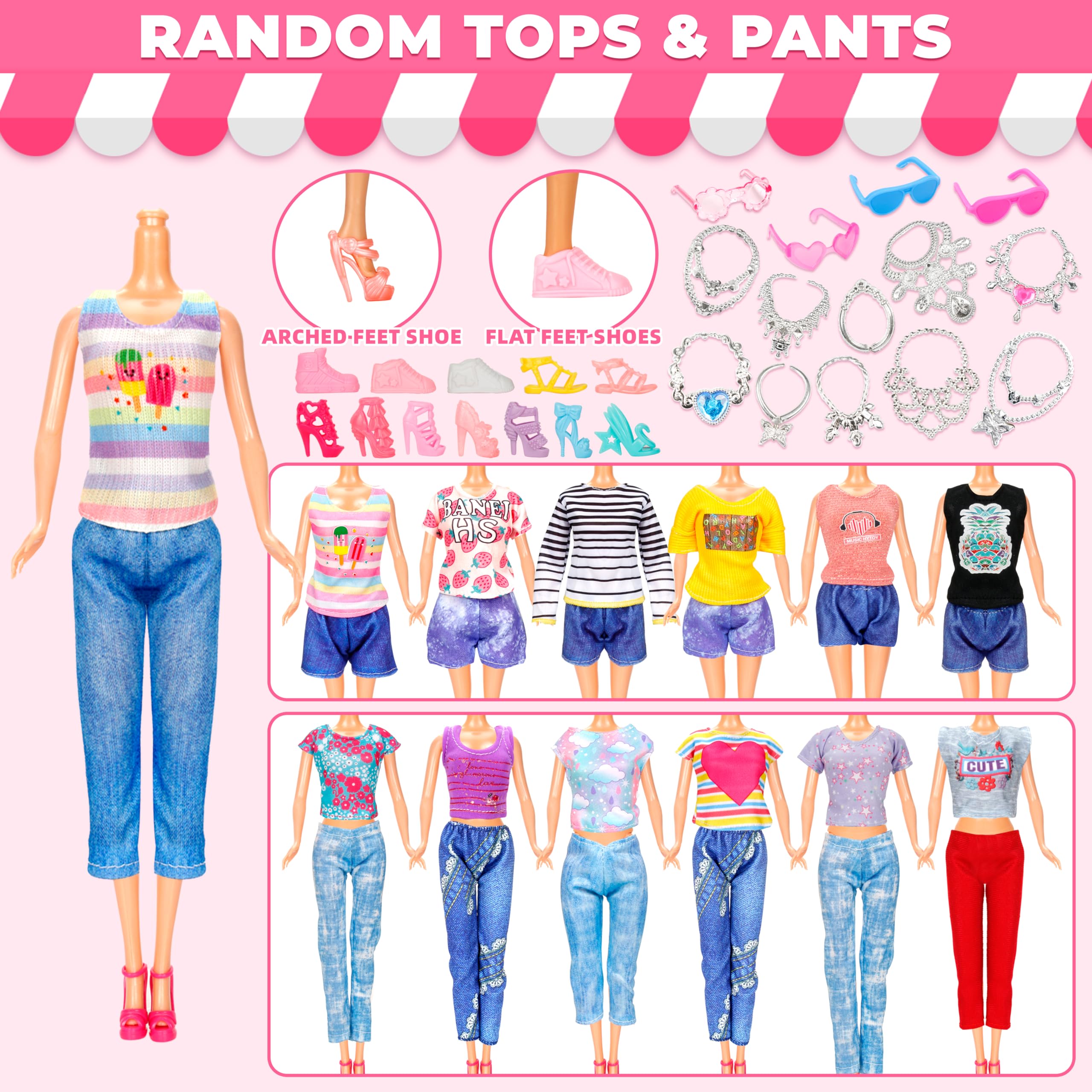 Foto 5 | Venta Internacional - Kit De Ropa Y Accesorios Para Muñecas Bymore, 46 Unidades, Para Muñecas De 11 A 12 Años