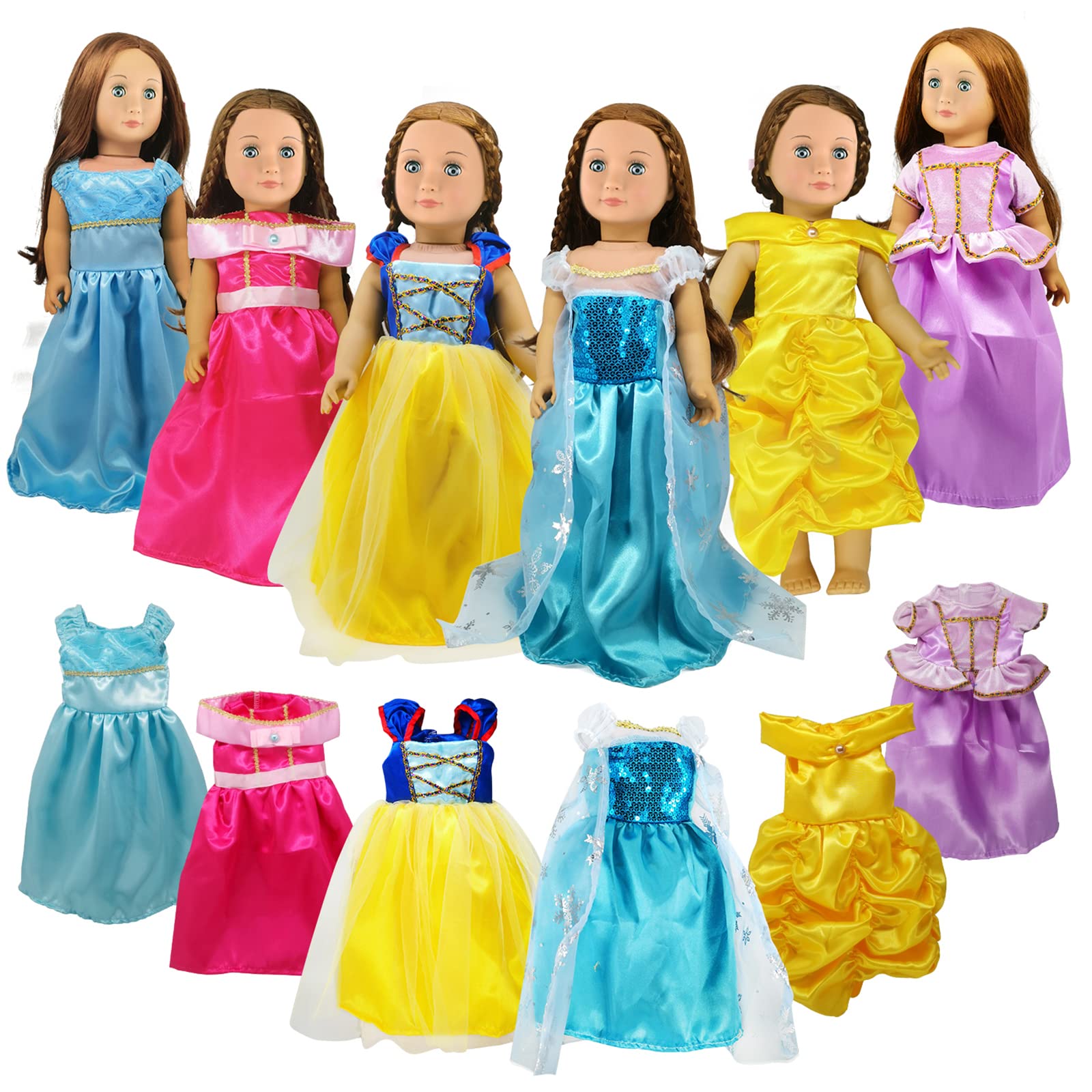 Venta Internacional - Set De Ropa Para Muñecas, 6 Unidades, Disfraz De Princesa Para Muñecas De 18 Pulgadas