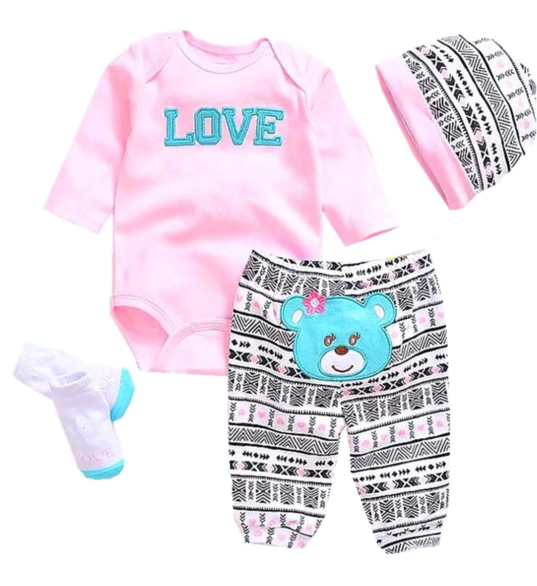 Venta Internacional - Set de Ropa para Reborn Dolls Pedolltree 20-22'' Girl Pink Out 5 Piezas