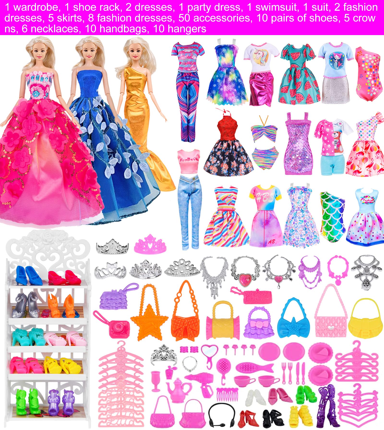 Foto 4 pulgar | Venta Internacional - Set De Armario Para Muñecas Ebuddy Dream Closet Con 105 Piezas