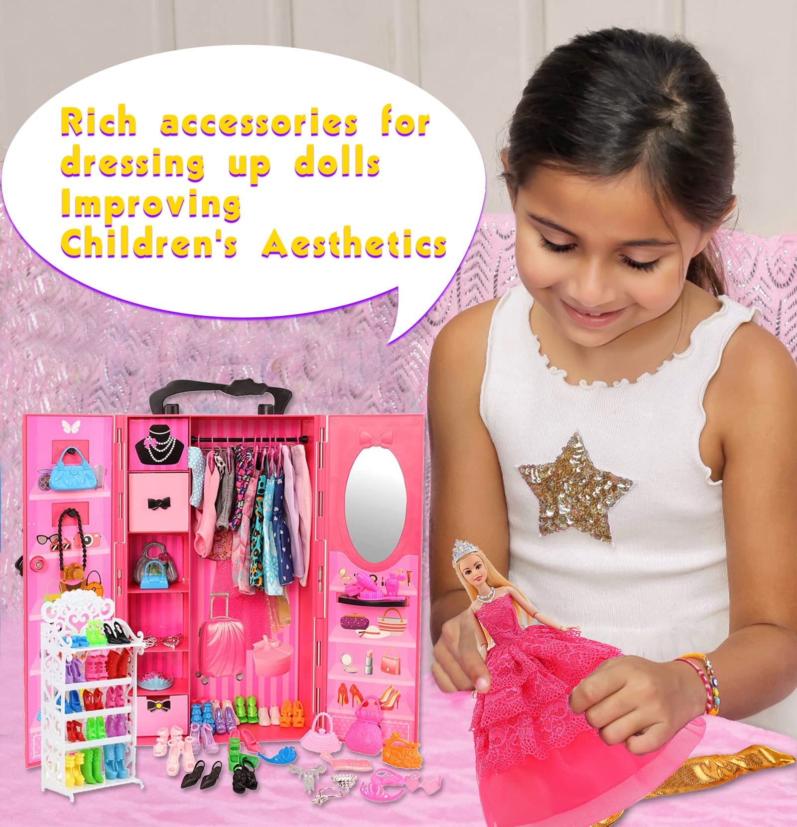 Foto 6 | Venta Internacional - Set De Armario Para Muñecas Ebuddy Dream Closet Con 105 Piezas