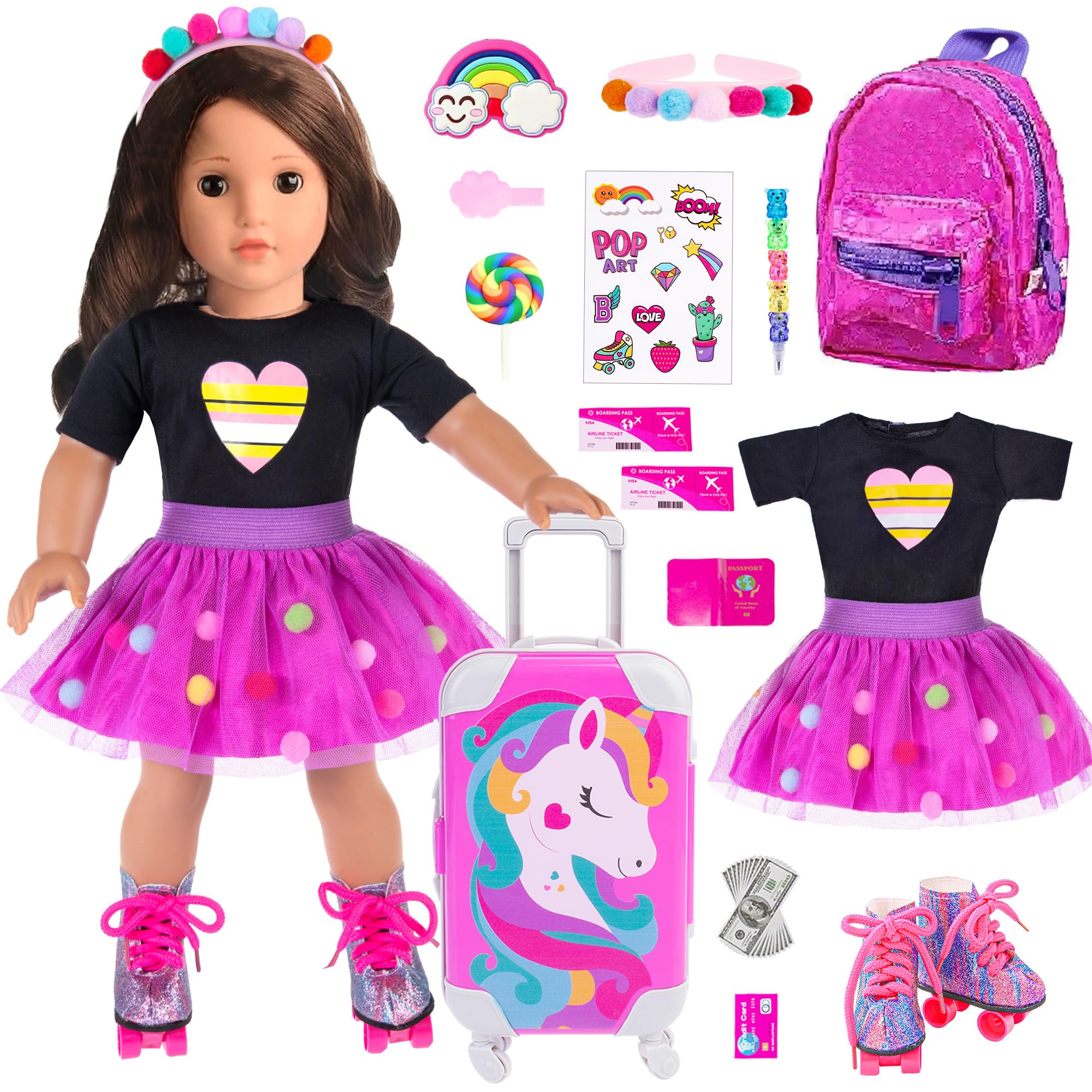 Set de Ropa y Accesorios para Muñecas Ebuddy Doll de 18 Pulgadas - Venta Internacional