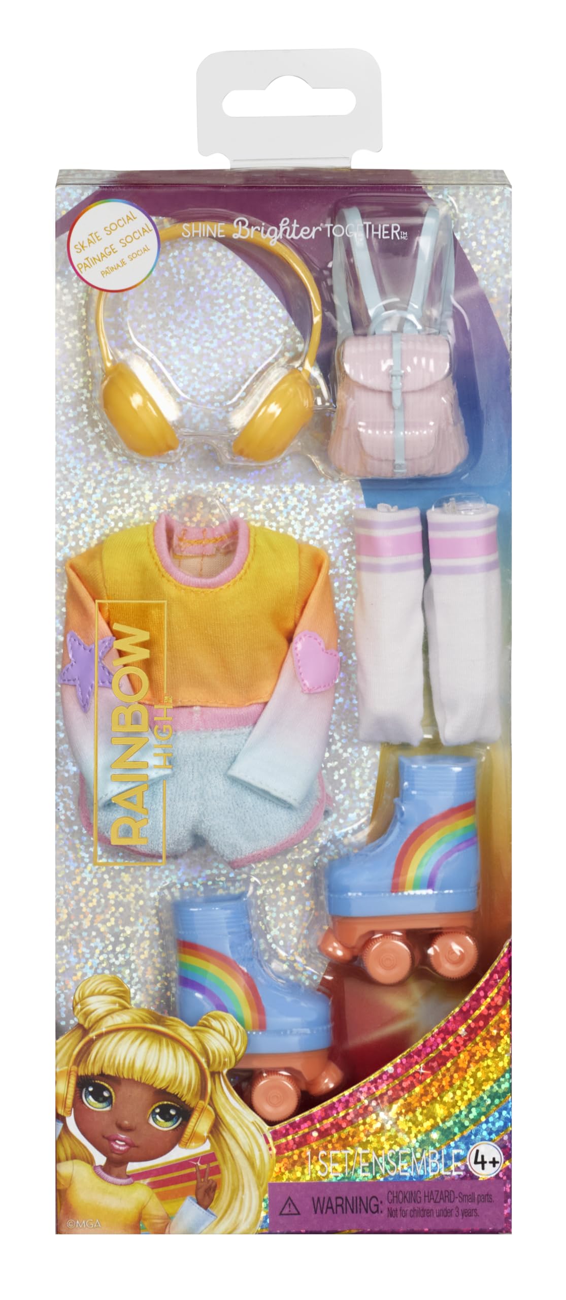 Foto 3 pulgar | Paquete De Moda Rainbow High Skate Social Con Atuendo Y Zapatos - Venta Internacional.