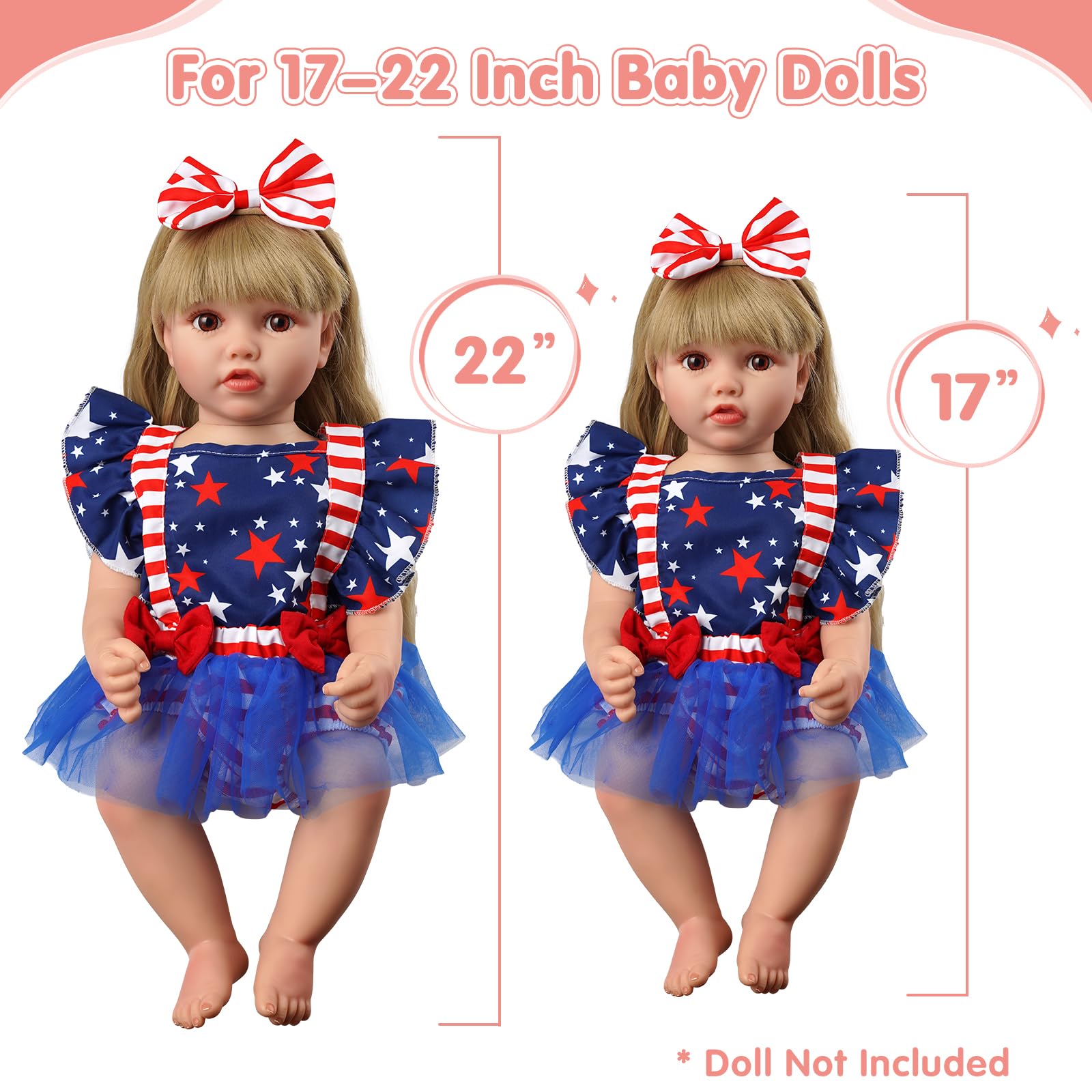 Foto 4 | Set De Ropa Para Muñecas Reborn Baby Dolls De 17 A 22 Pulgadas Con Diadema - Venta Internacional.