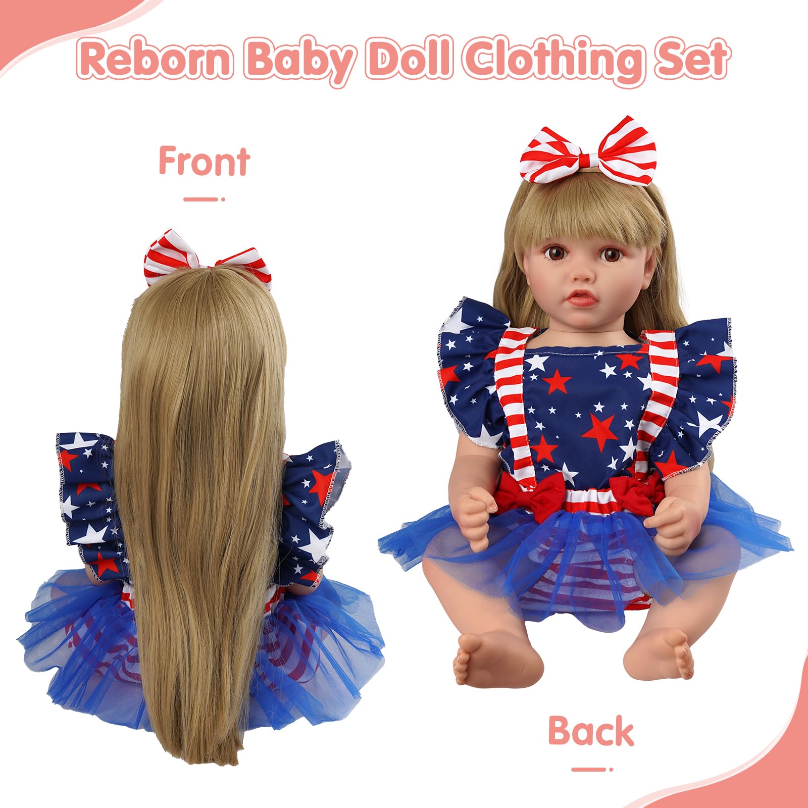 Foto 5 | Set De Ropa Para Muñecas Reborn Baby Dolls De 17 A 22 Pulgadas Con Diadema - Venta Internacional.