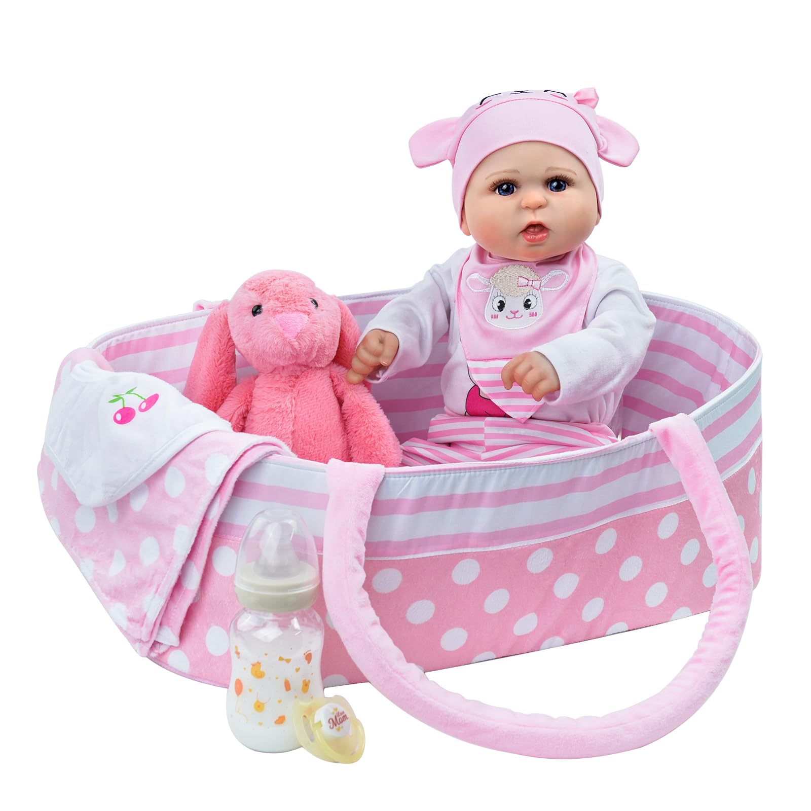 Muñeca Reborn Babeside De 50 Cm Con 8 Piezas De Ropa Y Capazo - Venta Internacional.