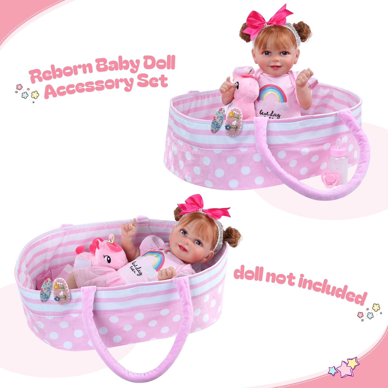 Foto 5 pulgar | Set De Ropa Reborn Baby Doll Con Capazo Para Muñecas De 43 A 56 Cm - Venta Internacional.