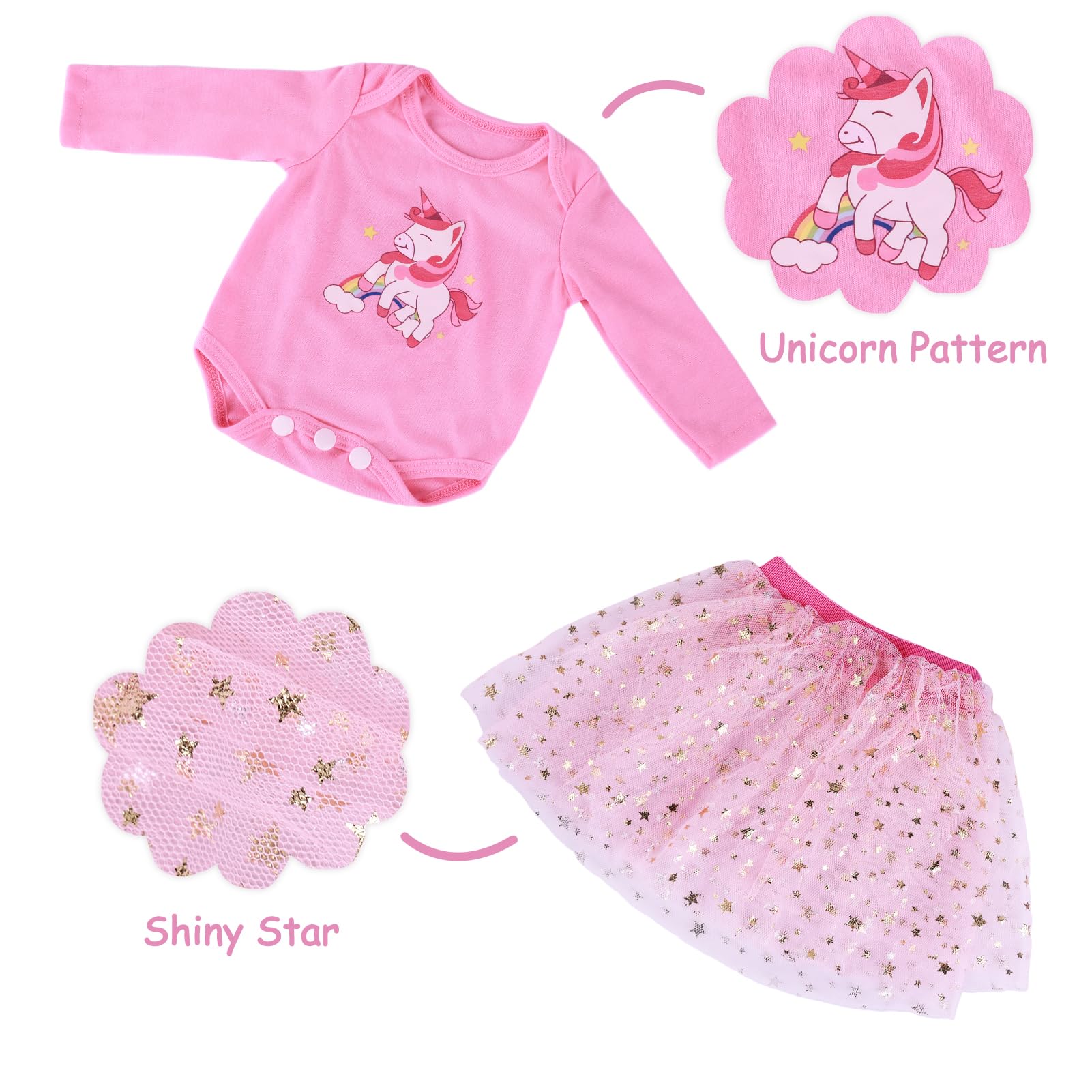 Foto 4 | Set De Ropa Para Reborn Baby Doll De 43 A 56 Cm Con Diadema Y Falda - Venta Internacional.