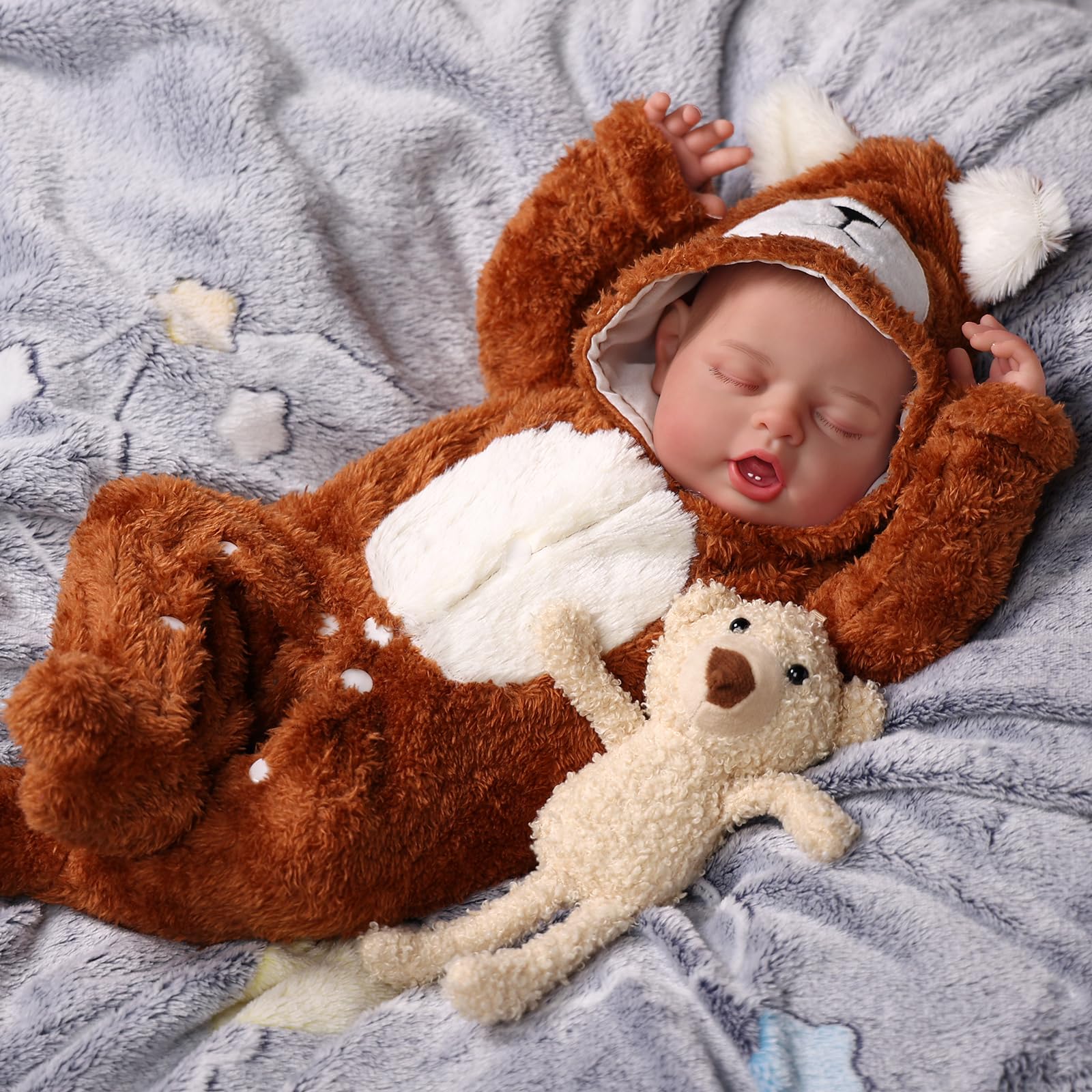 Foto 4 | Set De Ropa Para Muñeca Reborn Baby Doll De 17 A 22 Pulgadas Con Mameluco De Oso - Venta Internacional.