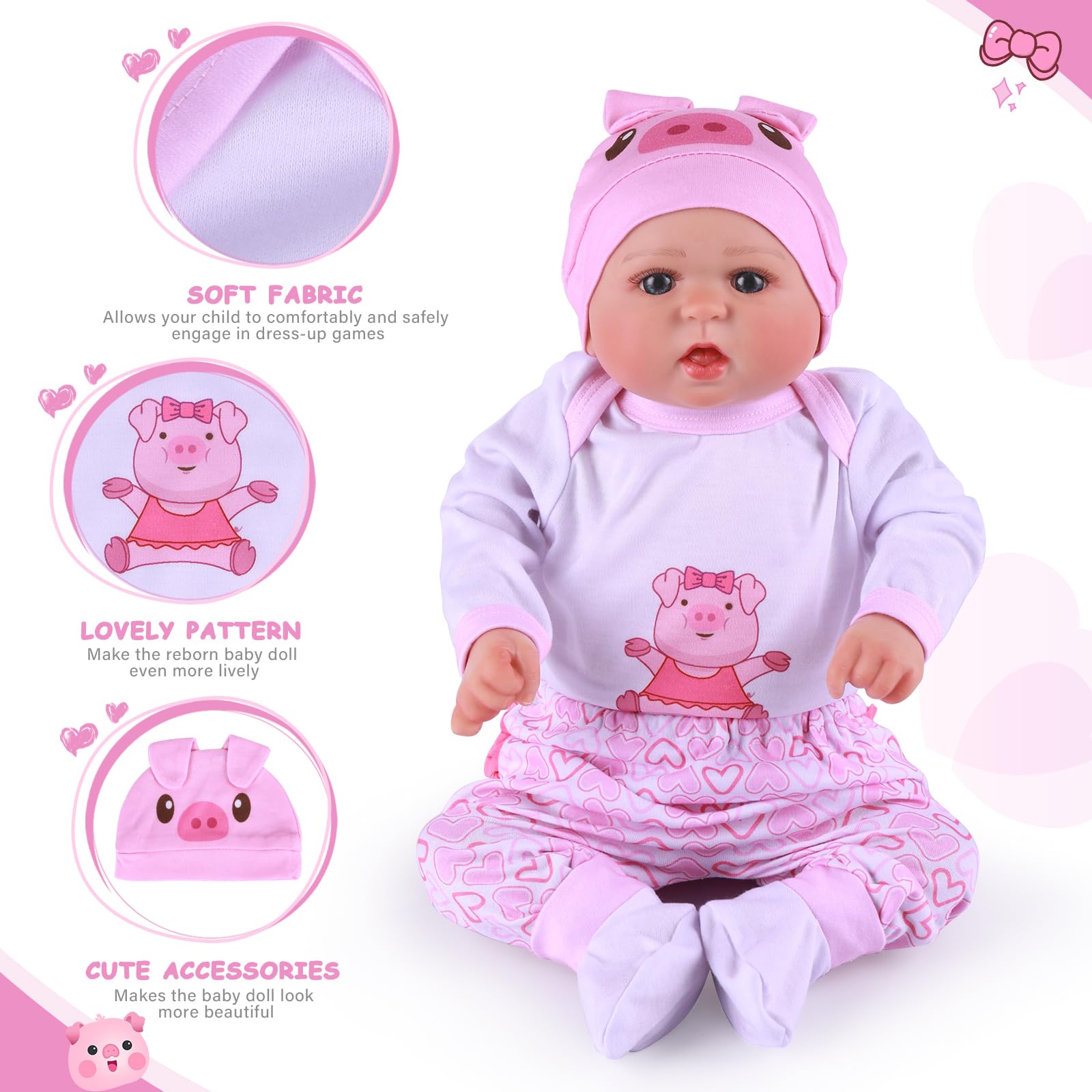 Foto 2 | Set De Ropa Para Muñecas Reborn Baby Dolls De 17 A 22 Pulgadas, Color Rosa - Venta Internacional.