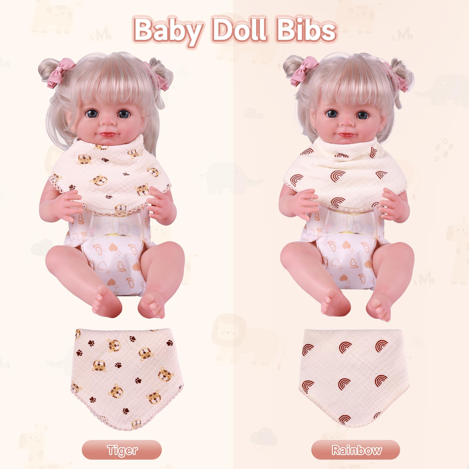 Foto 4 pulgar | Set De Accesorios Babeside Reborn Baby Doll, Baberos Y Pañales X8 - Venta Internacional.