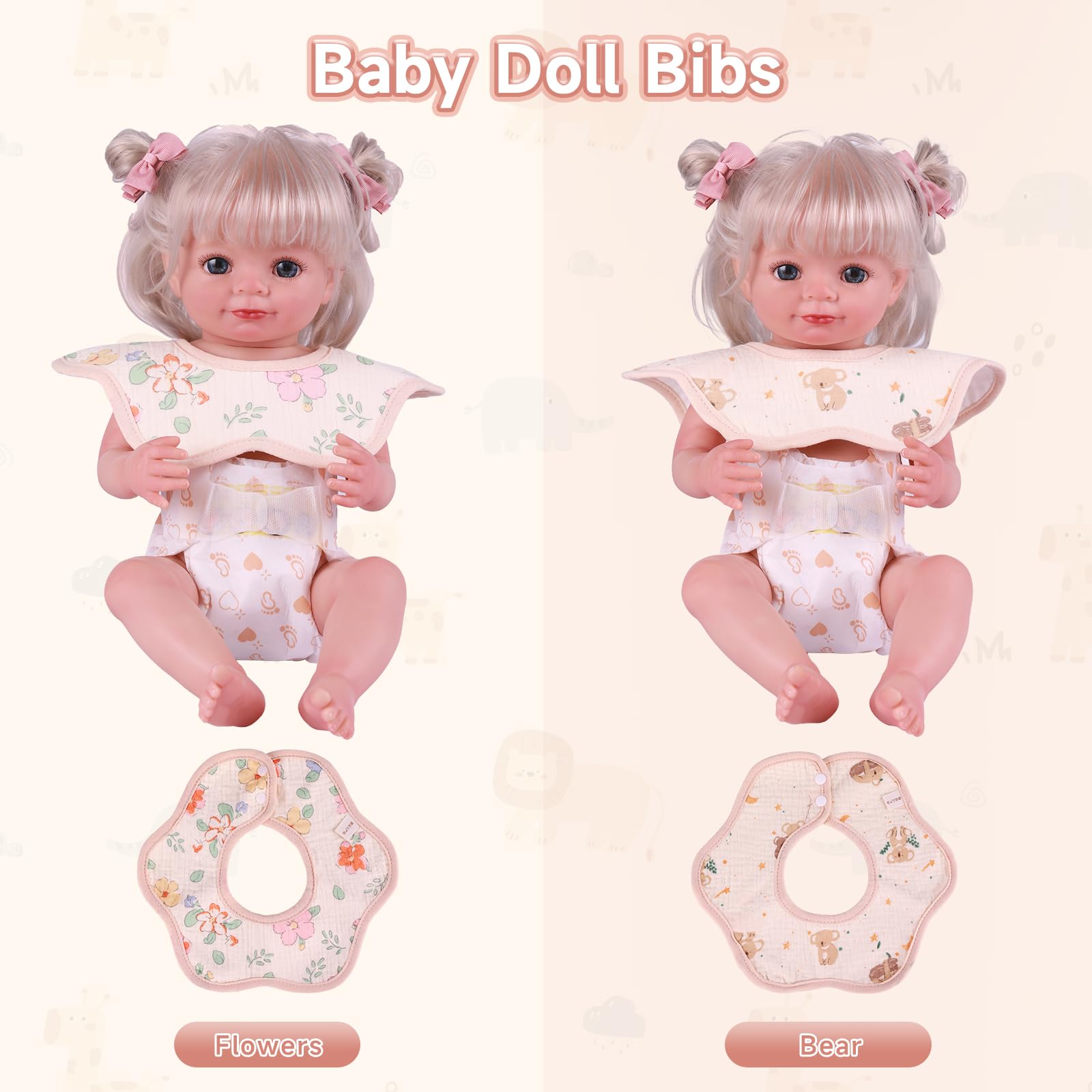 Foto 5 pulgar | Set De Accesorios Babeside Reborn Baby Doll, Baberos Y Pañales X8 - Venta Internacional.