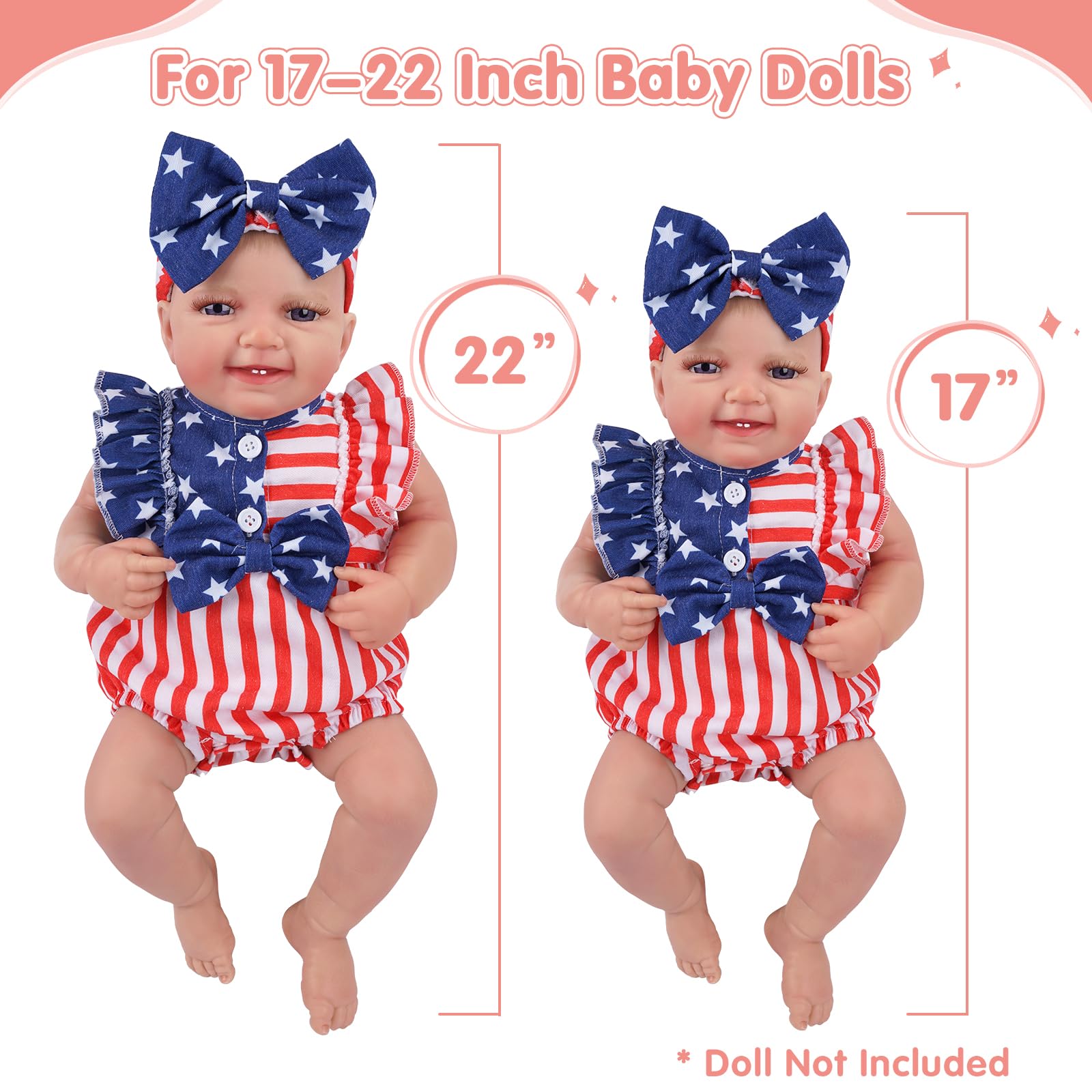 Foto 5 pulgar | Set De Ropa Para Muñecas Reborn Baby Dolls Babeside De 43 A 56 Cm Con Diadema - Venta Internacional.