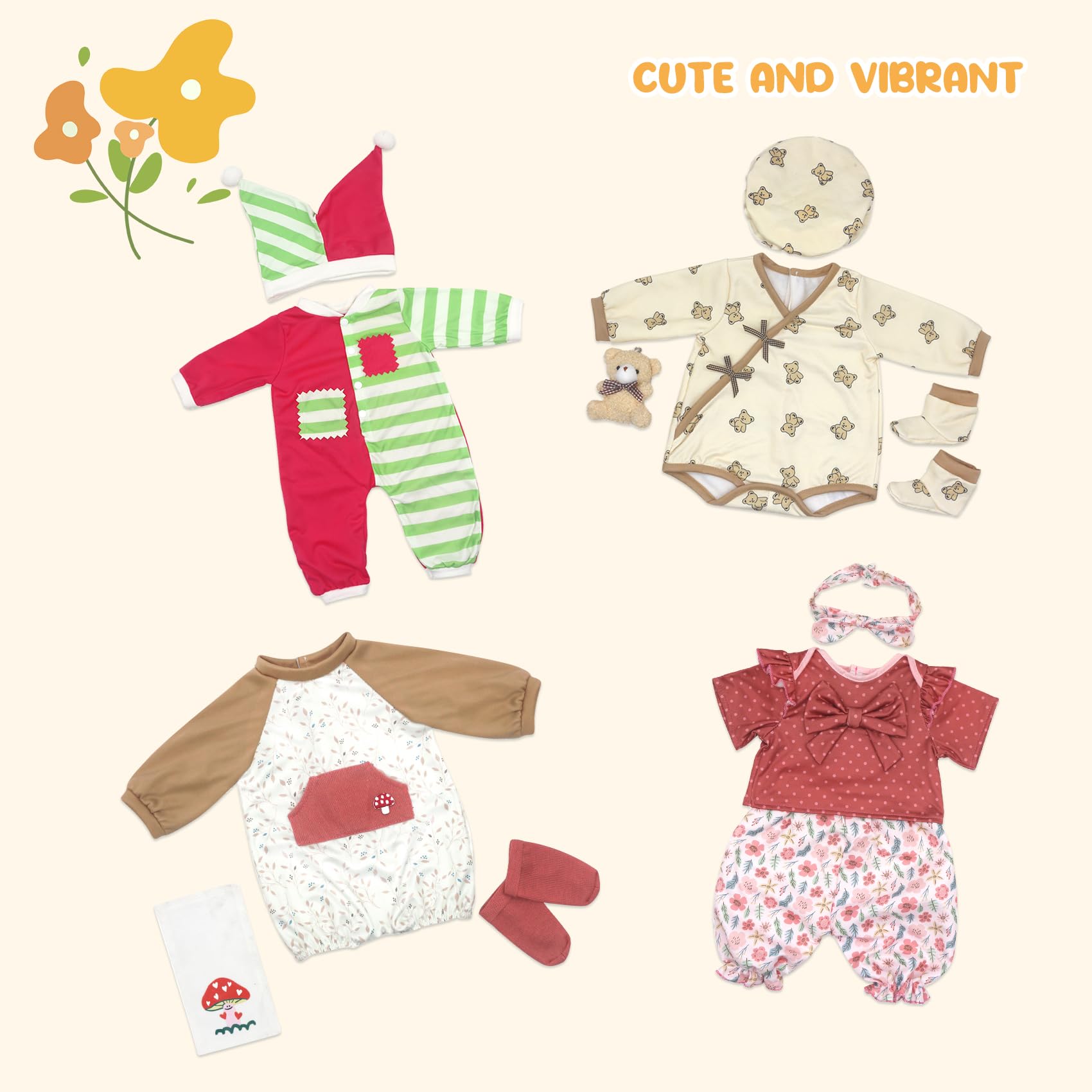 Foto 2 | Set De Ropa Para Muñecas Dc-beautiful Para Muñecas Reborn De 22 Pulgadas - Venta Internacional.