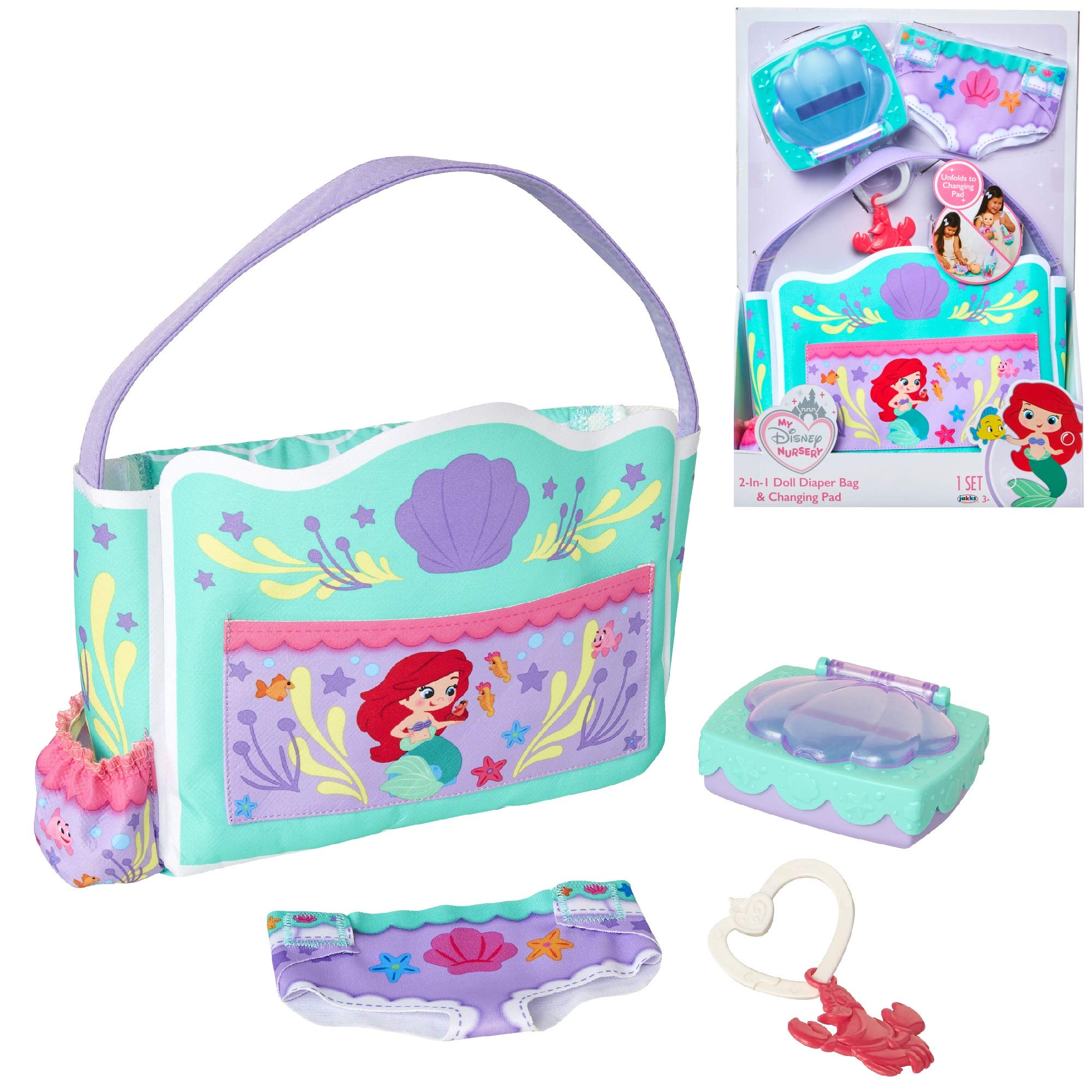 Foto 2 pulgar | Accesory Disney Nursery Baby Doll Ariel, Bolsa De Pañales Y Almohadilla - Venta Internacional.