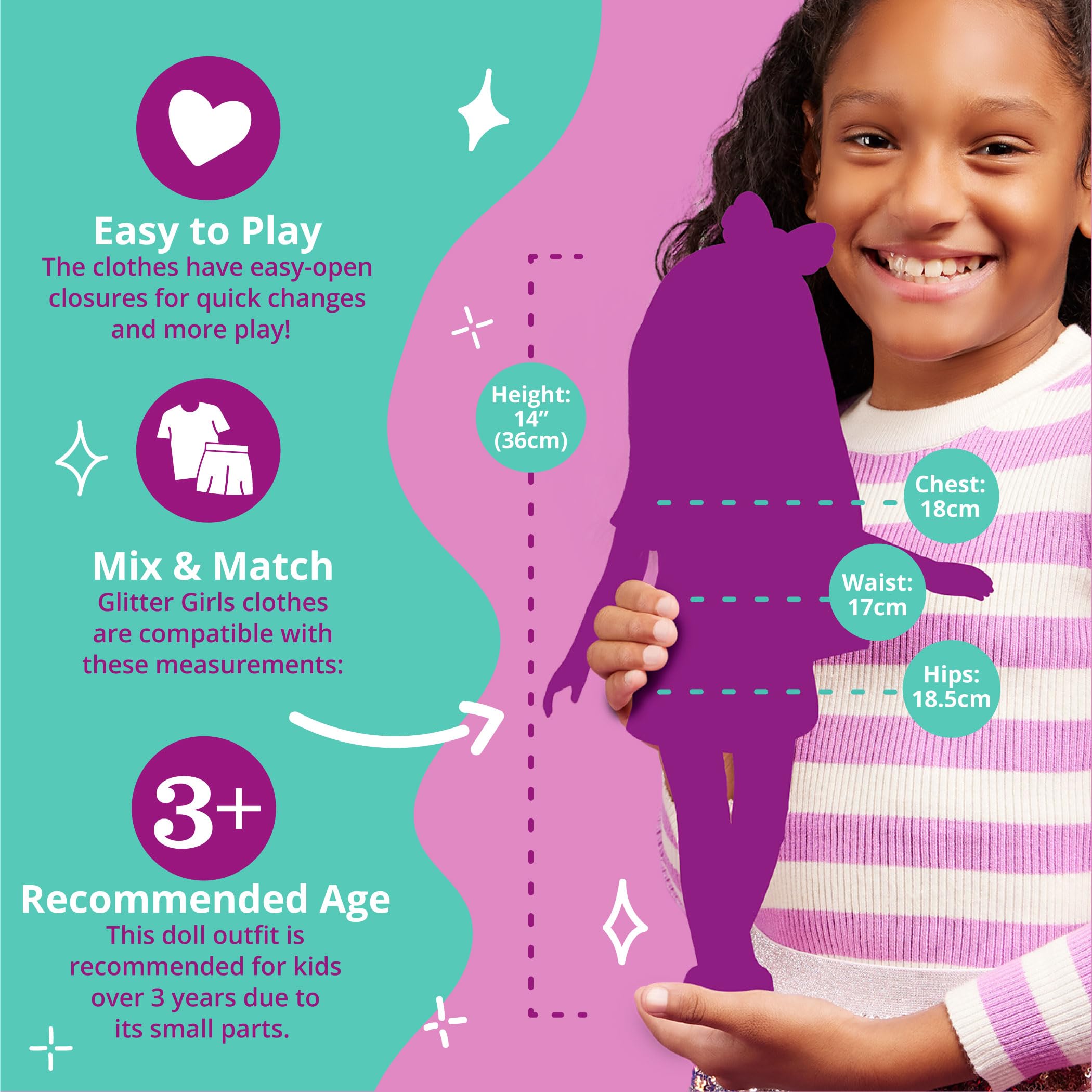 Foto 5 pulgar | Vestido Y Leggings Con Purpurina Para Niñas Stay Sparkly Para Muñecas - Venta Internacional.