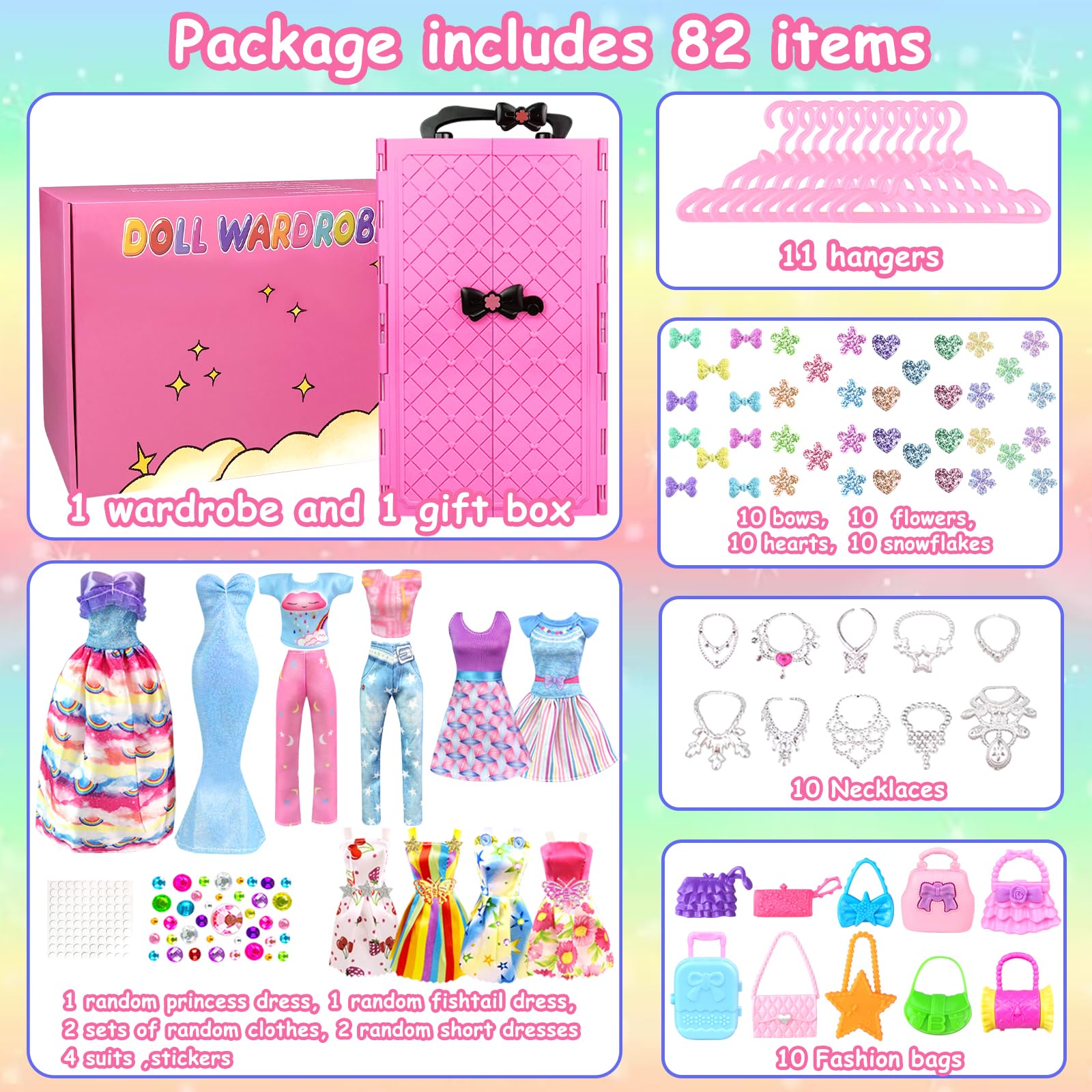 Foto 3 pulgar | Juego De Ropa Y Accesorios Para Muñecas De 82 Piezas Para Muñecas De 11.5 Pulgadas - Venta Internacional.