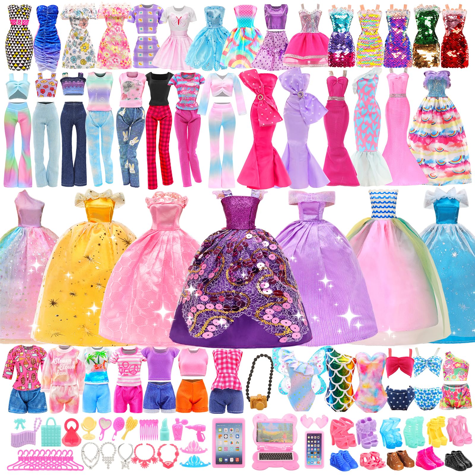 Foto 2 pulgar | Paquete de 70 Unidades de Ropa y Accesorios para Muñecas Barwa de 11.5 Pulgadas - Venta Internacional