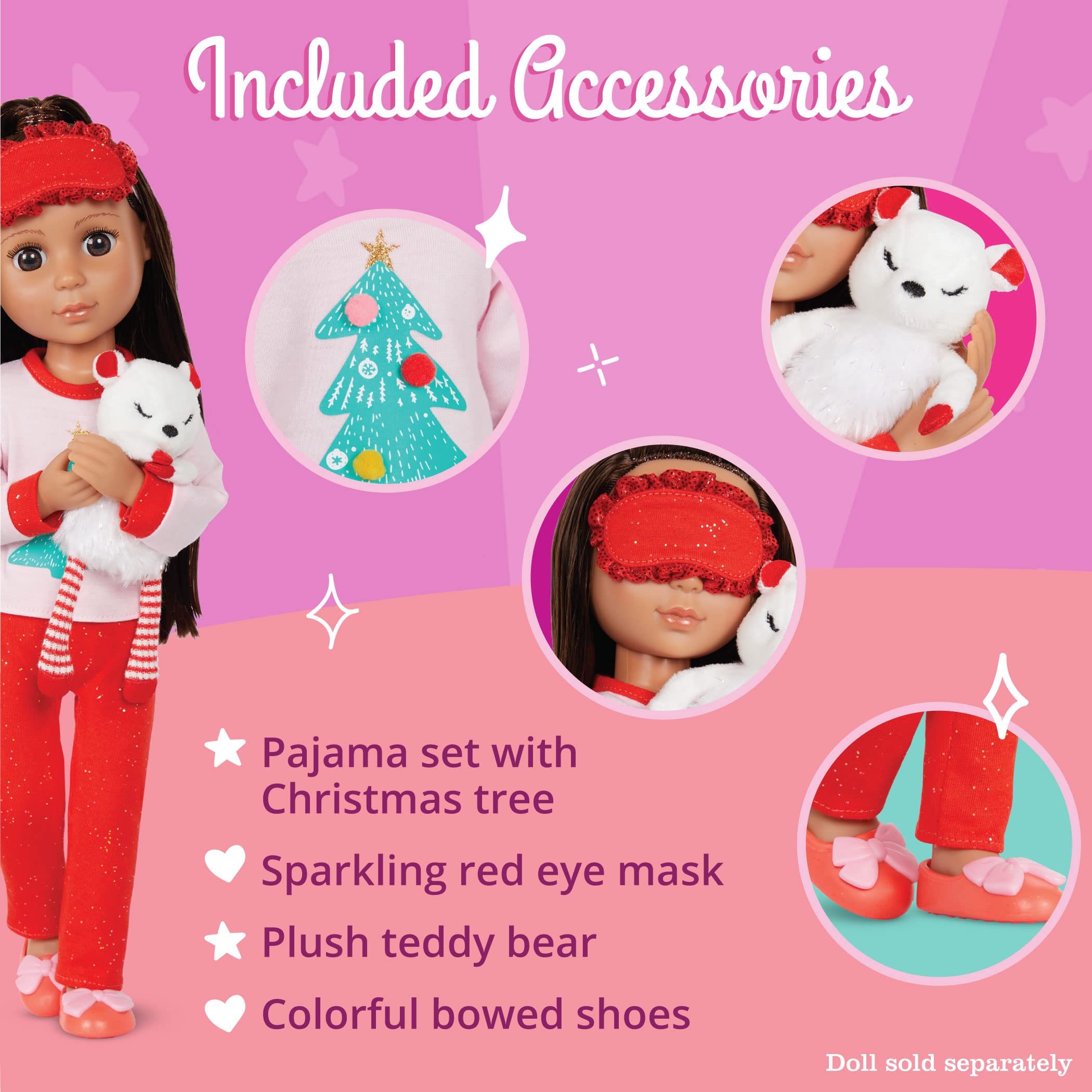 Foto 3 | Pijama Navideña con Purpurina para Muñeca de 14" - Venta Internacional