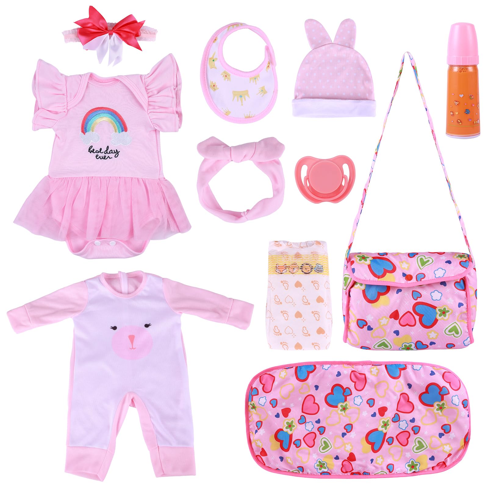 Foto 2 pulgar | Set de Ropa y Juego para Muñecas Reborn Babeside Rosa 11 Piezas - Venta Internacional
