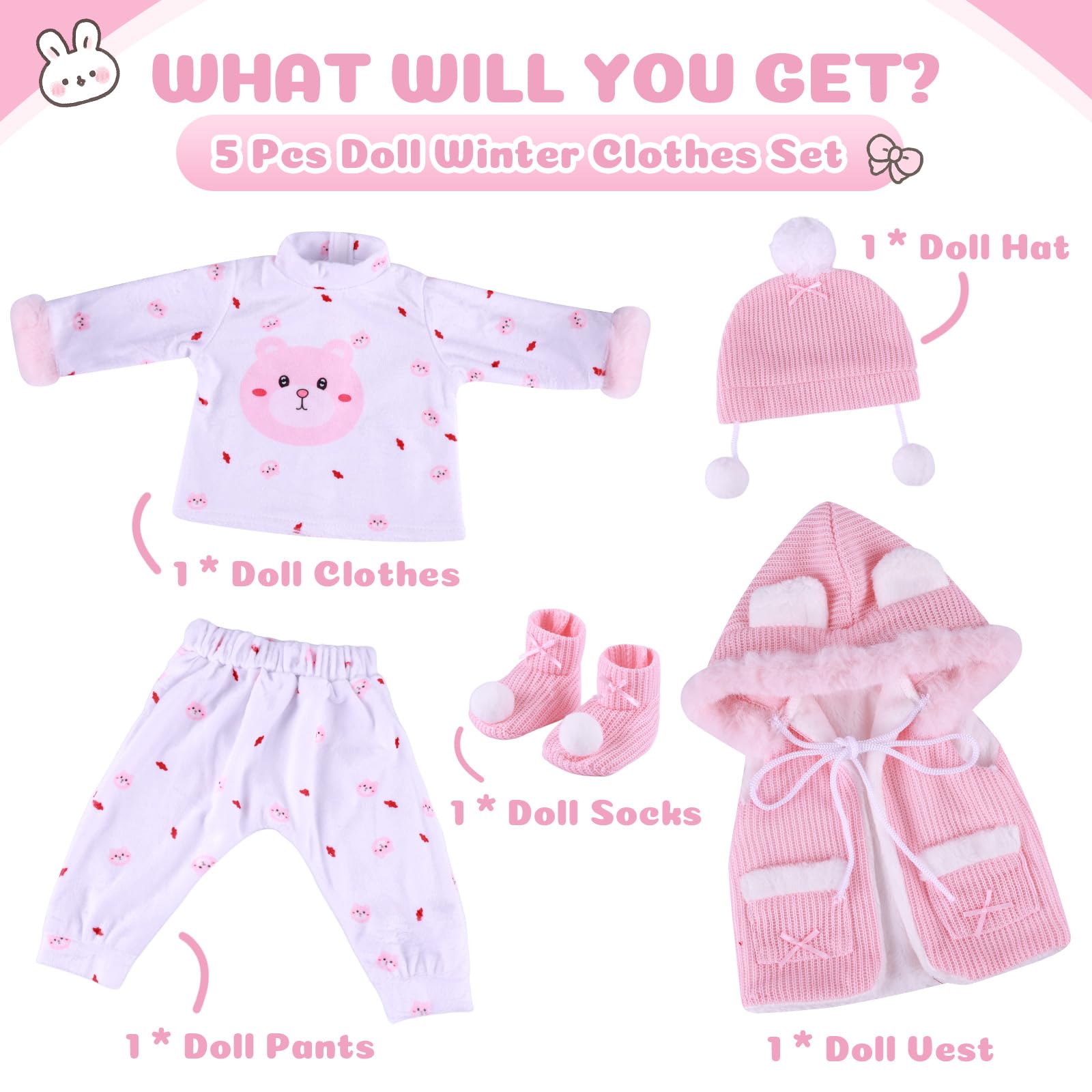 Foto 4 pulgar | Set de Ropa Para Muñecas Reborn Babeside para Muñecas De 43 A 56 Cm - Venta Internacional