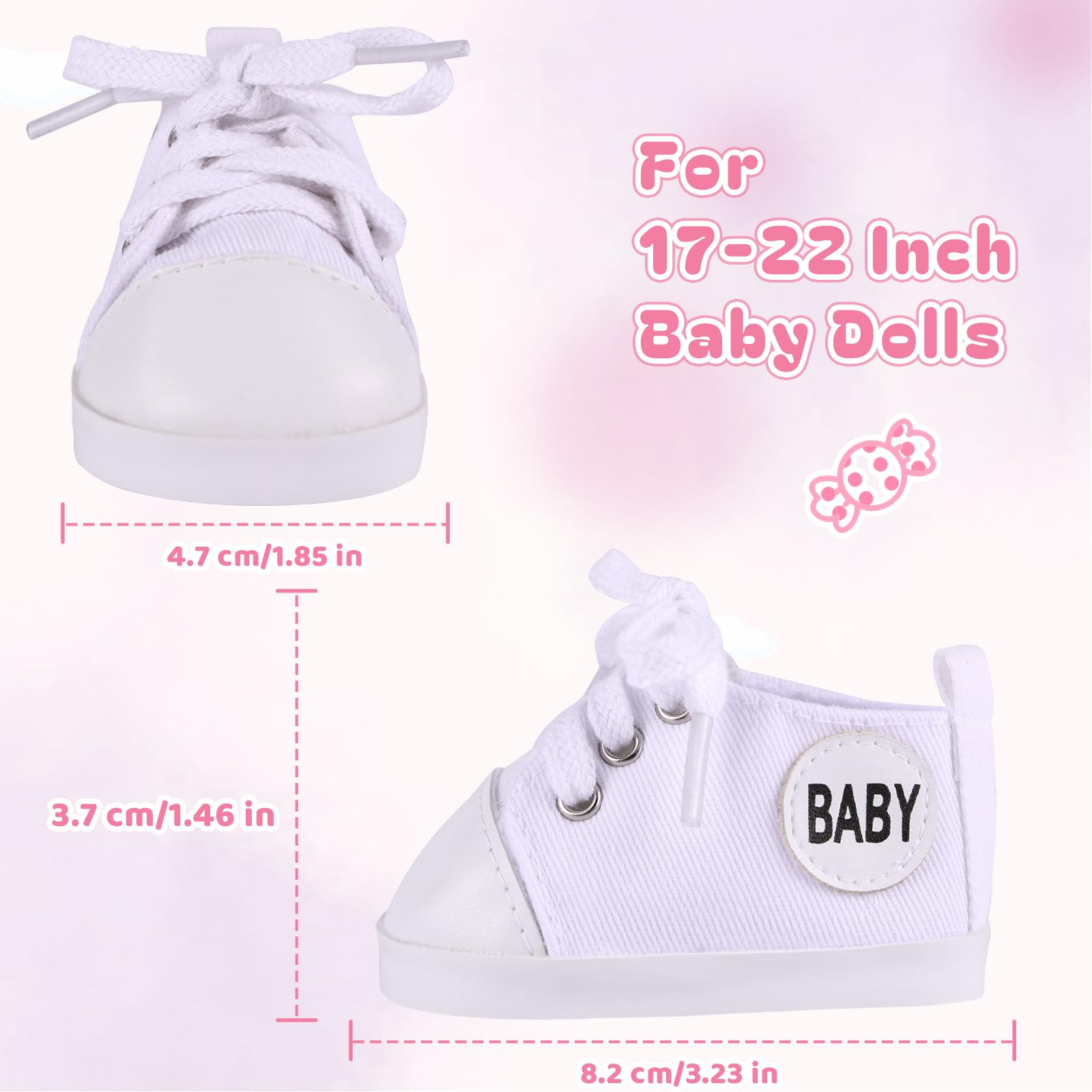 Foto 4 | Zapatos para Muñeca Babeside Reborn Lona Blanca - Venta Internacional
