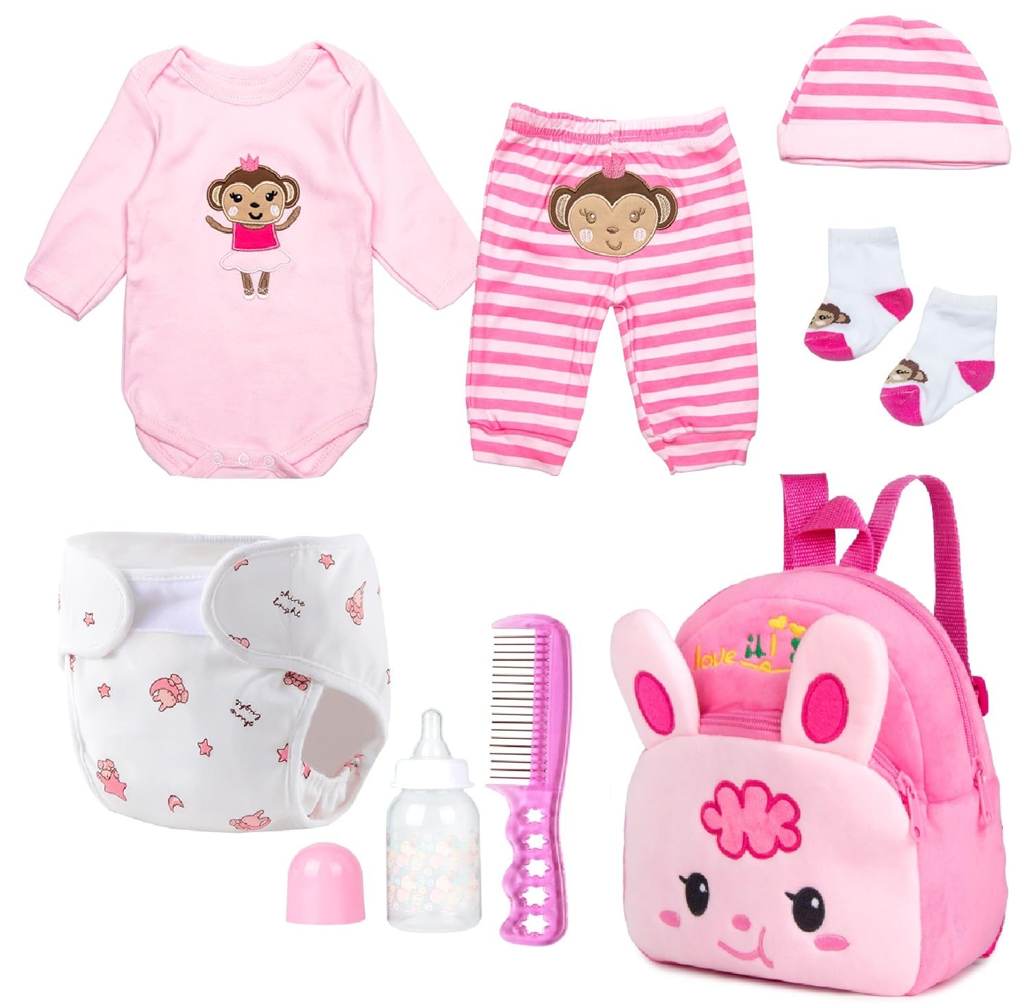 Foto 2 pulgar | Set de Ropa para Muñeca Reborn Baby Doll Pedolltree Rosa - Venta Internacional