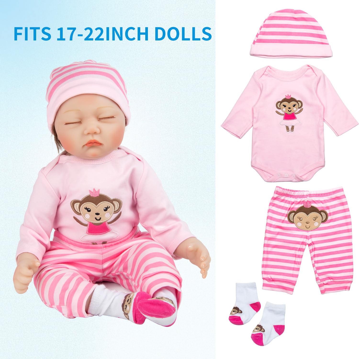 Foto 5 pulgar | Set de Ropa para Muñeca Reborn Baby Doll Pedolltree Rosa - Venta Internacional