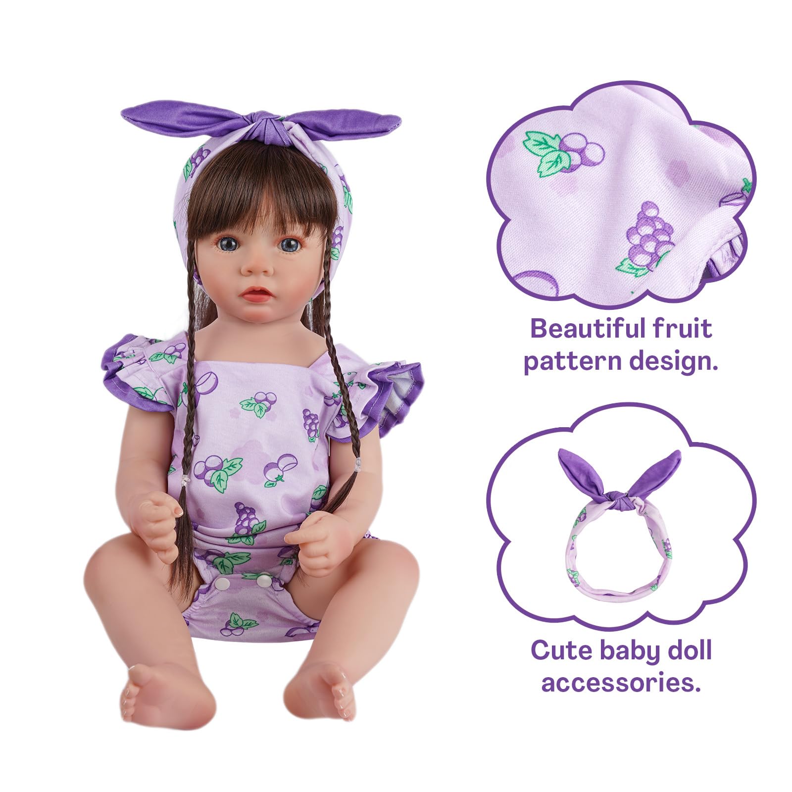 Foto 2 | Set de Ropa para Muñeca Reborn Baby Doll con Diadema - Venta Internacional
